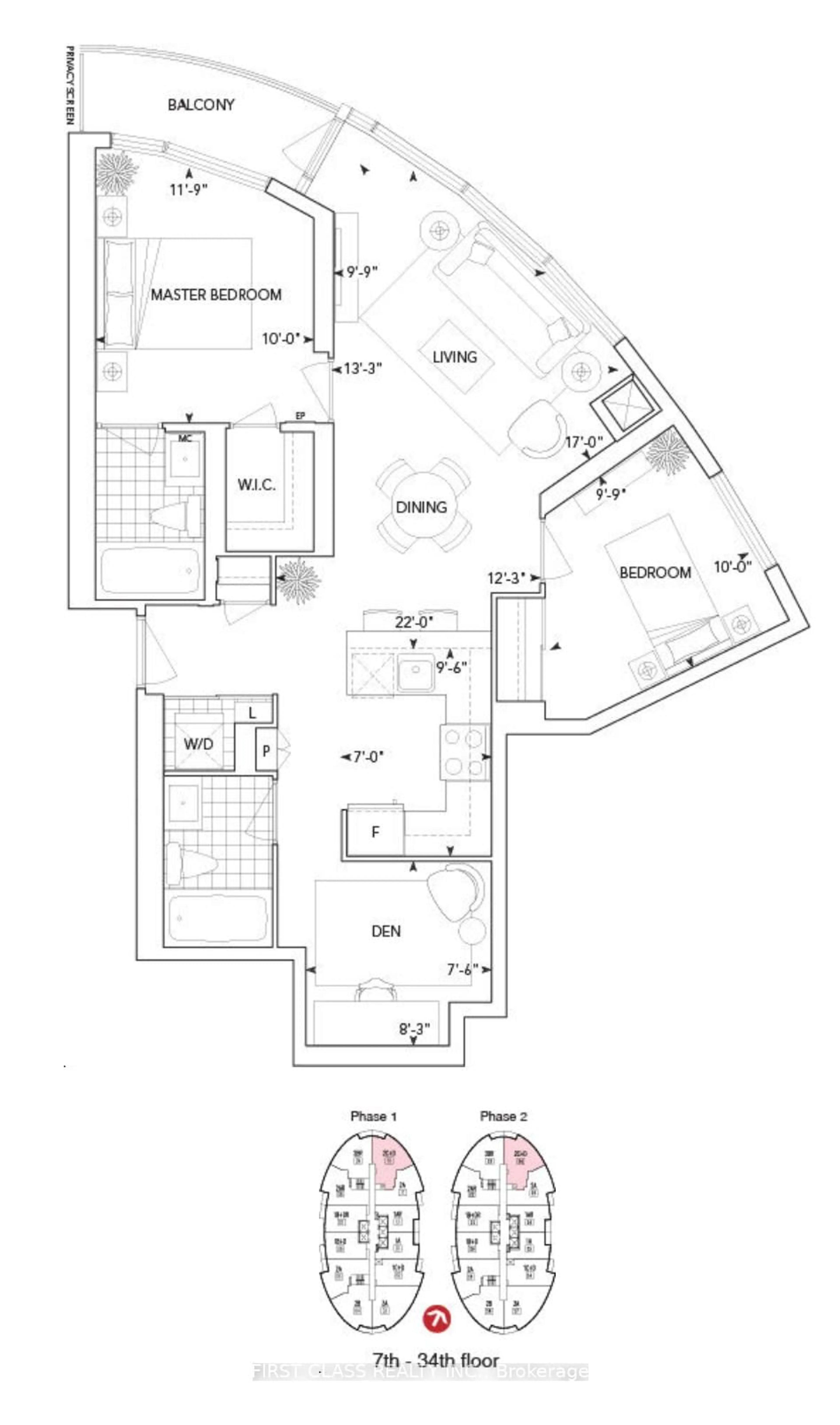 Floor plan for 125 Village Green Sq #610, Toronto Ontario M1S 0G3
