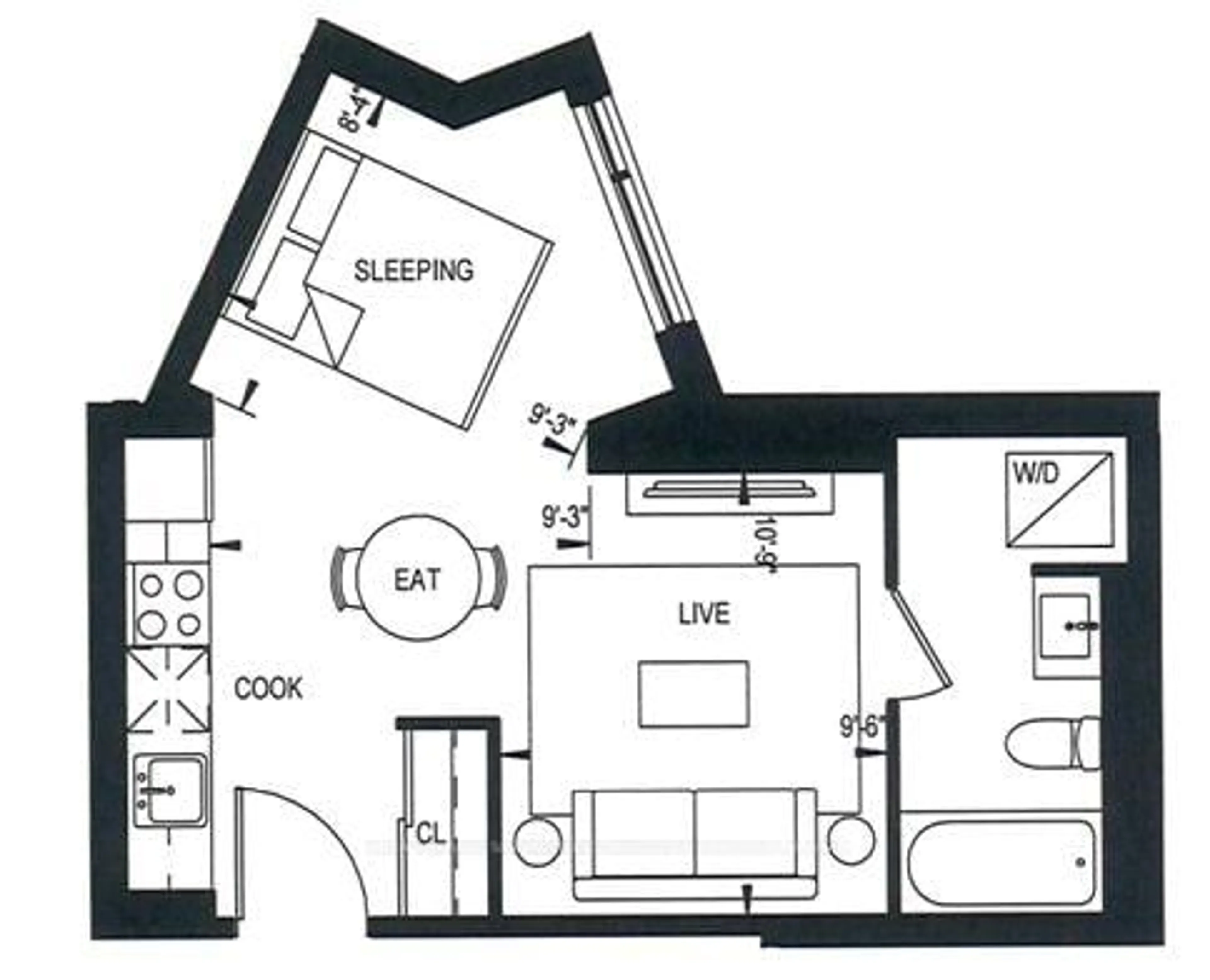 Floor plan for 1050 Eastern Ave #1401, Toronto Ontario M4L 0B7