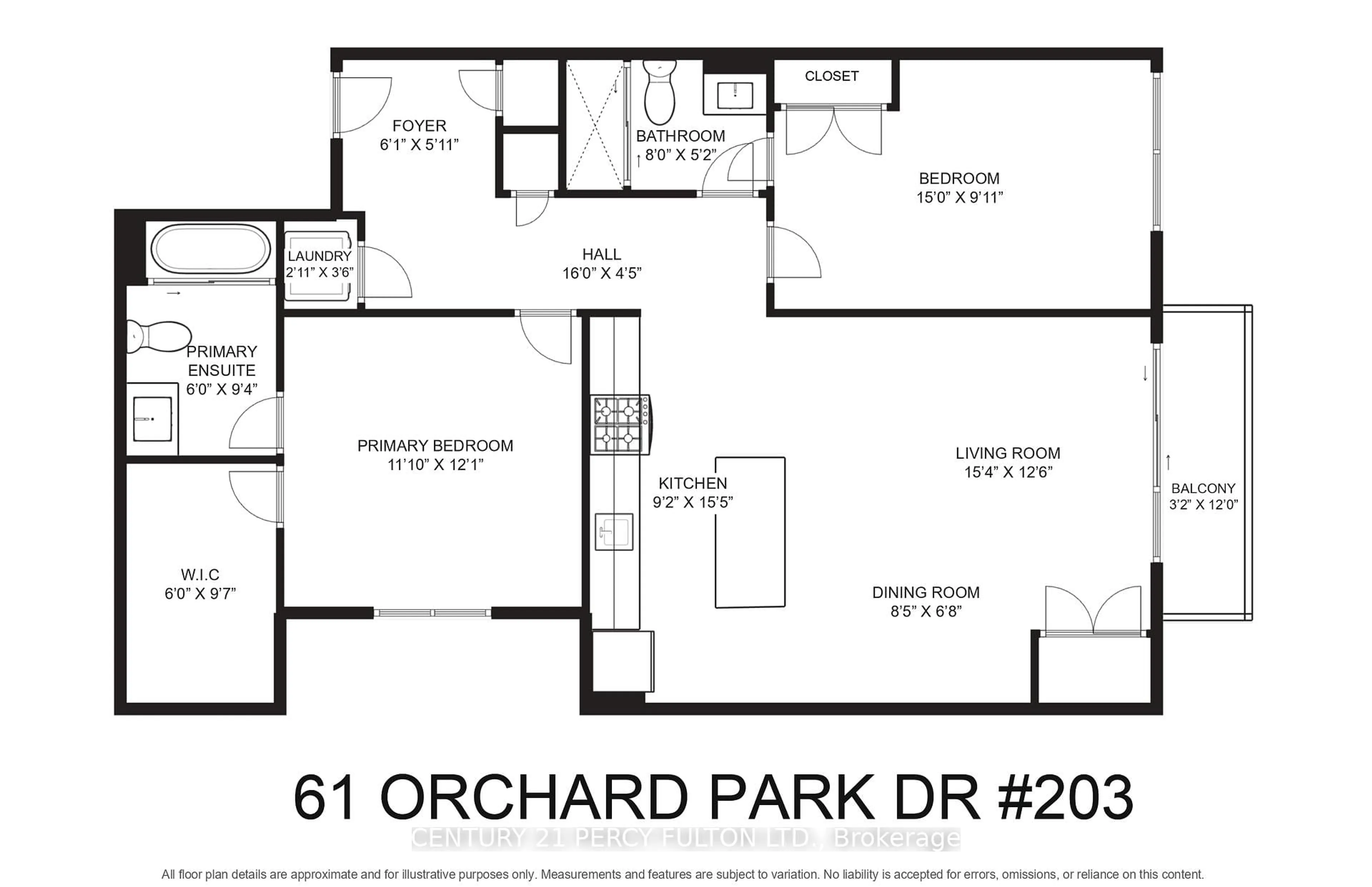 Floor plan for 61 Orchard Park Dr #203, Toronto Ontario M1E 0C8