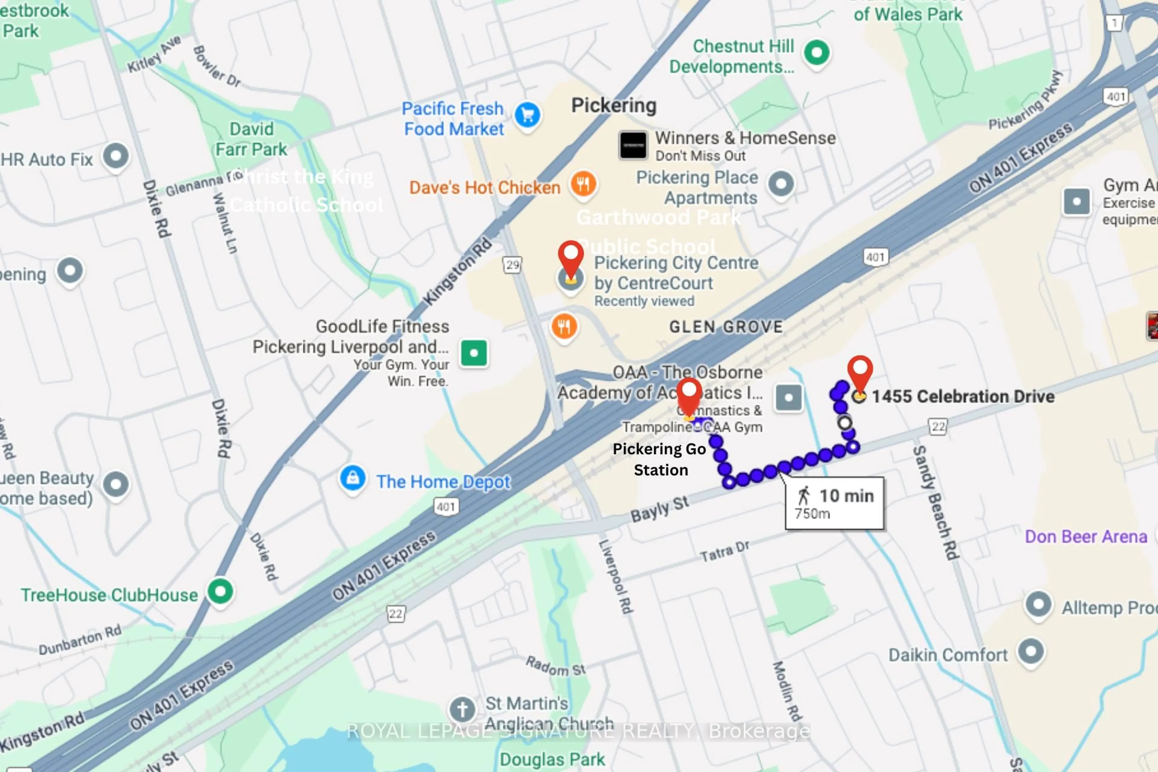 Picture of a map for 1455 Celebration Dr #1708, Pickering Ontario L1W 3R5