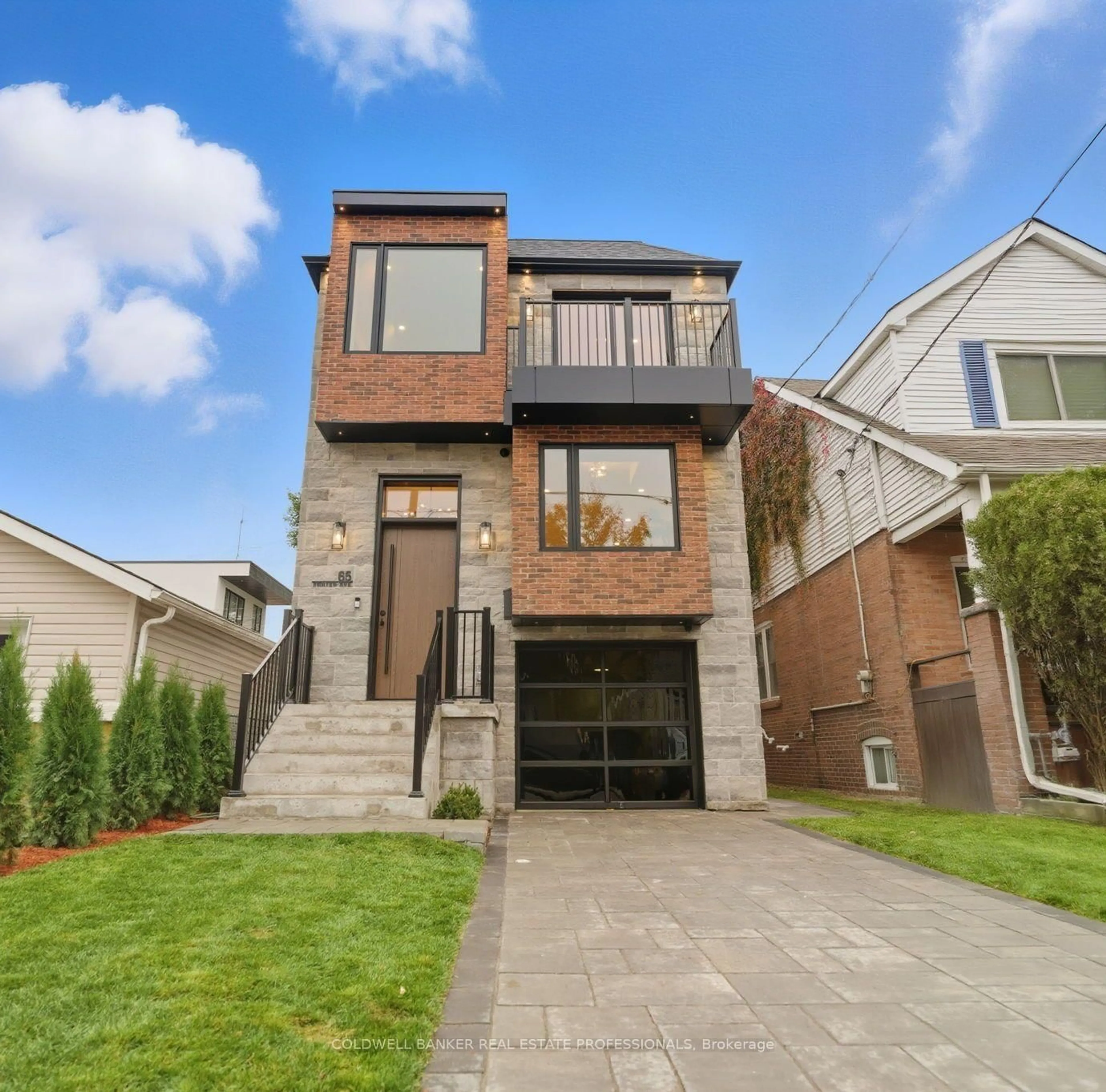 Home with brick exterior material, street for 65 Frater Ave, Toronto Ontario M4C 2H5