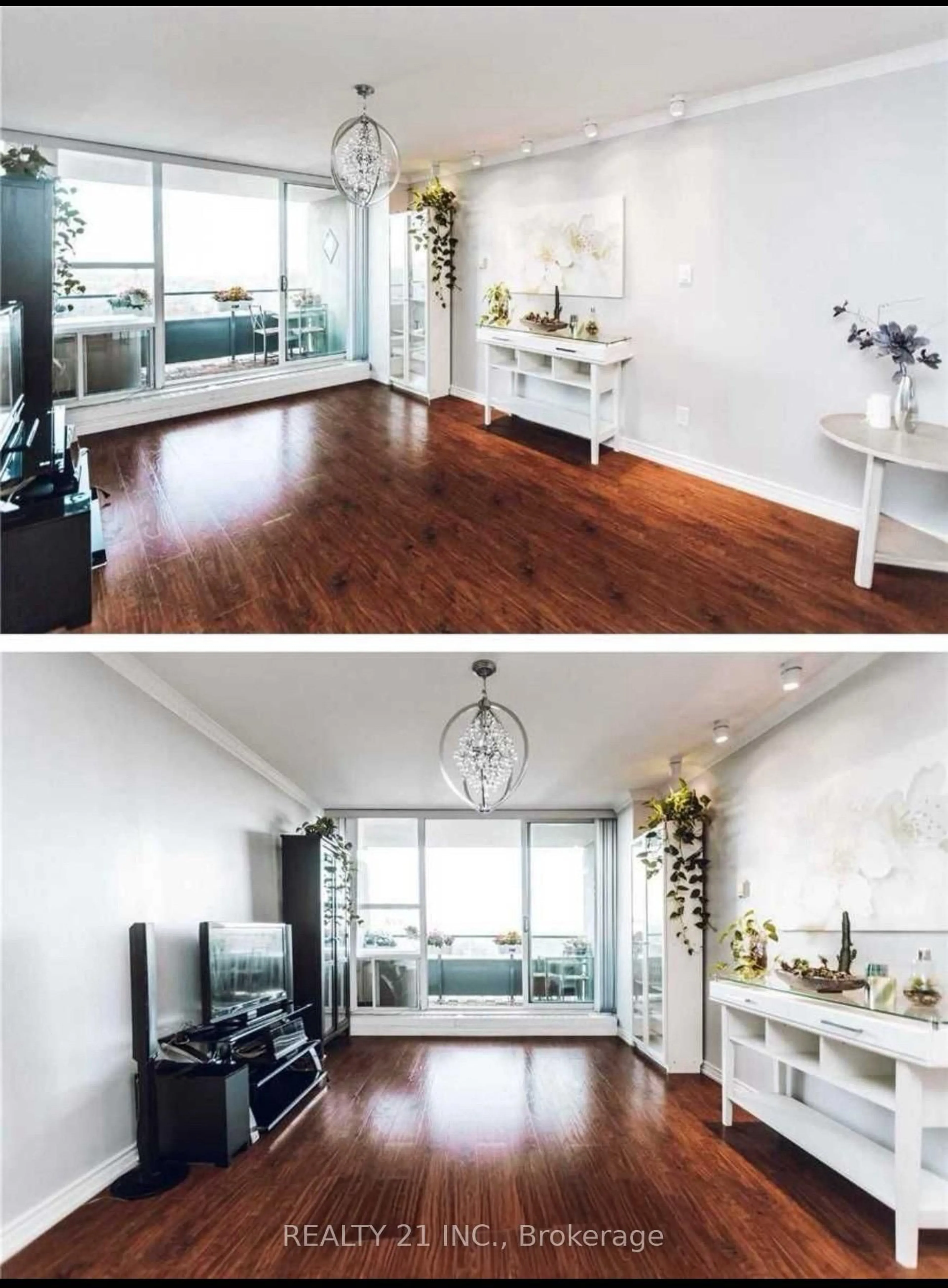 Living room with furniture, wood/laminate floor for 4091 Sheppard Ave E Ave #1701, Toronto Ontario M1S 3H2