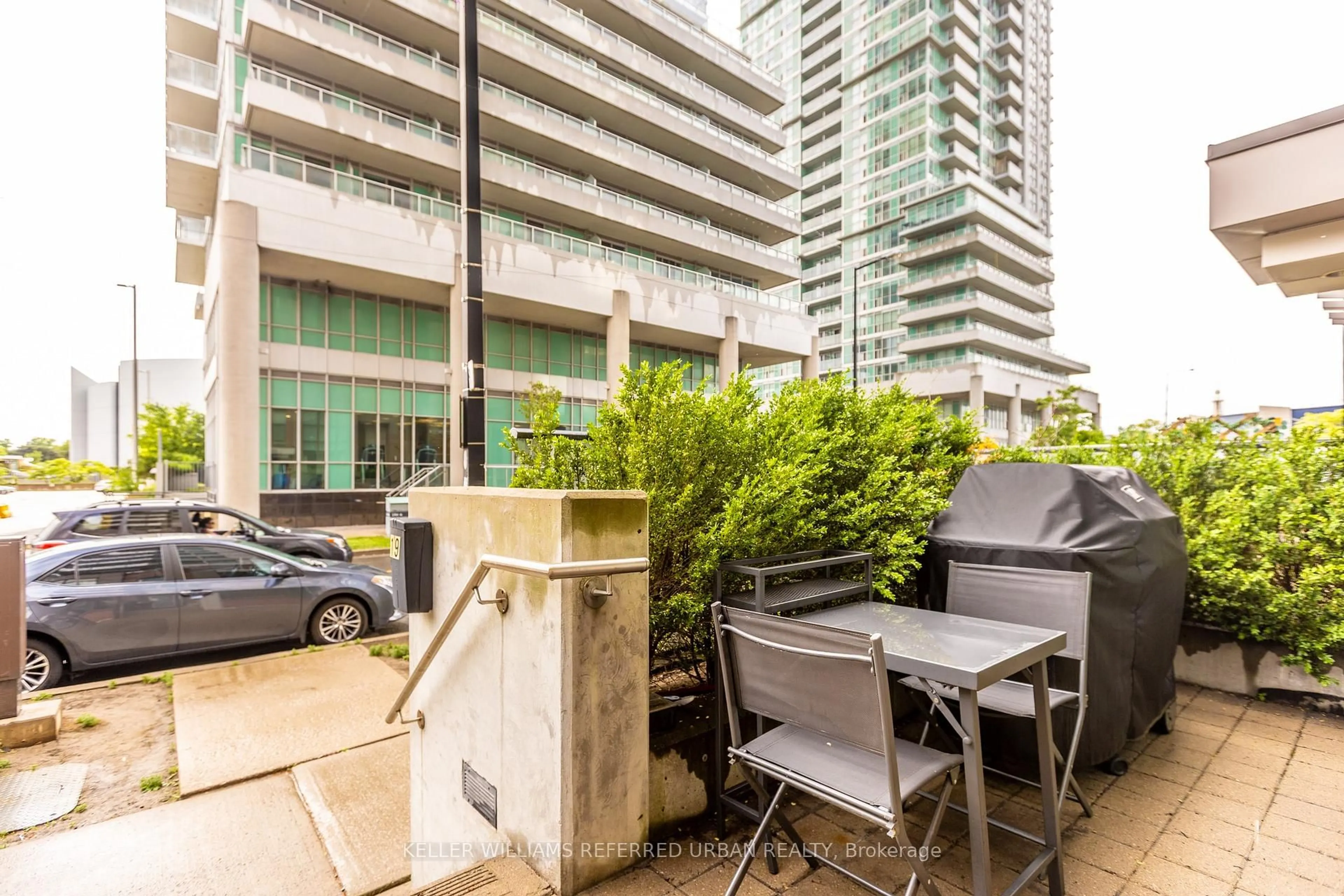 Patio, city buildings view from balcony for 19 Town Centre Crt, Toronto Ontario M1P 0B3