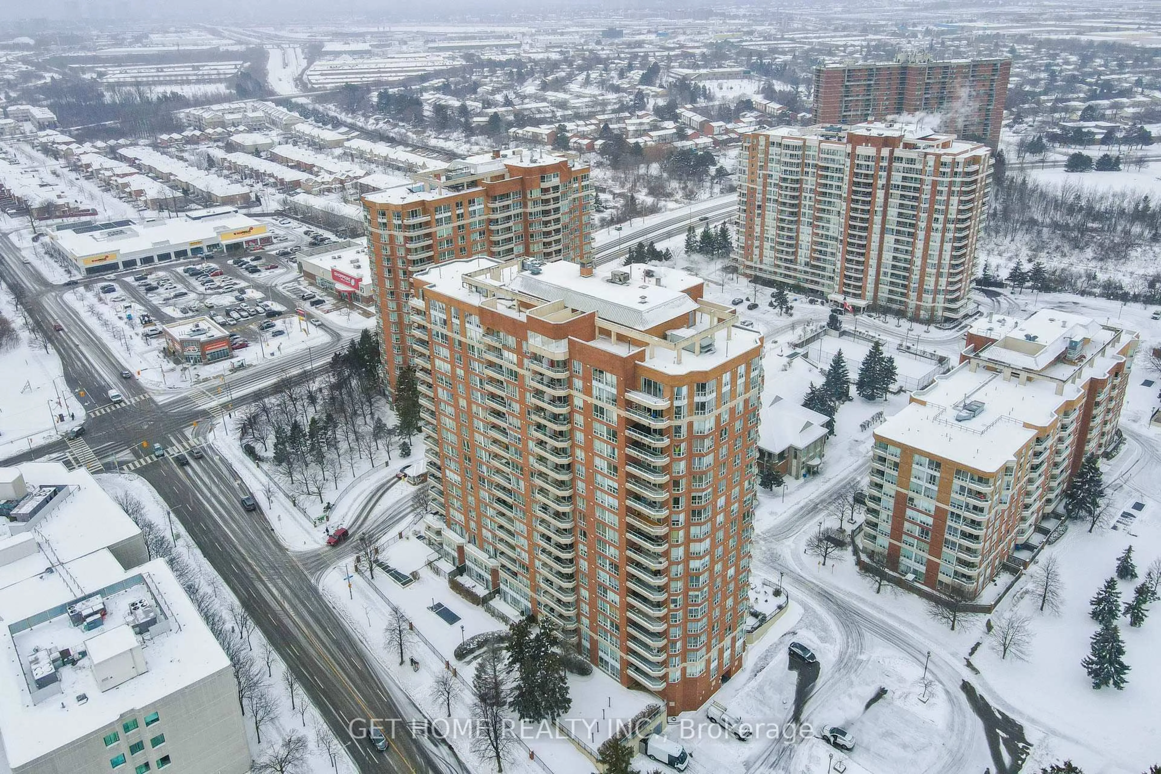 A pic from outside/outdoor area/front of a property/back of a property/a pic from drone, city buildings view from balcony for 410 Mclevin Ave #1904, Toronto Ontario M1B 5J5
