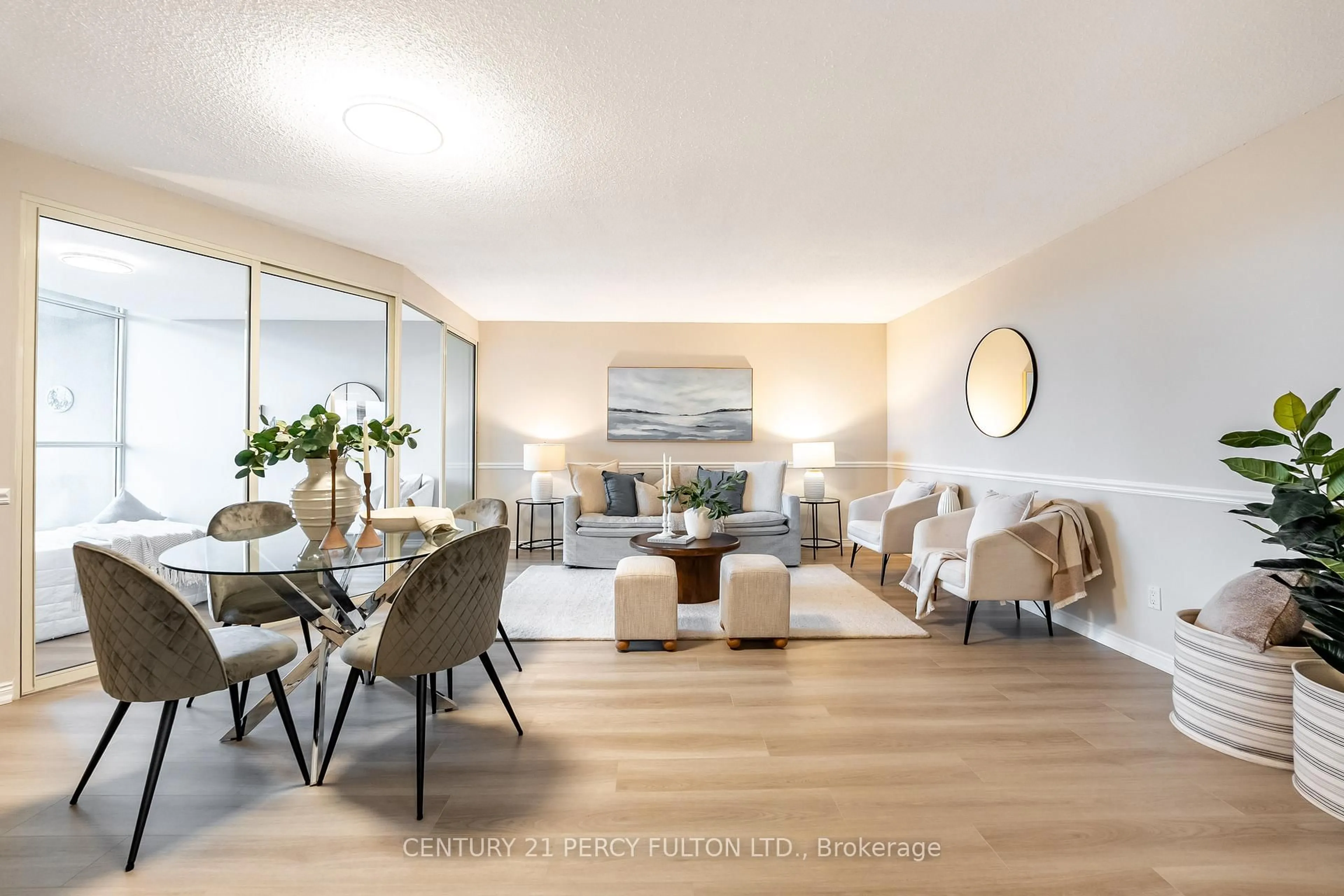 Living room with furniture, wood/laminate floor for 20 Guildwood Pkwy #1416, Toronto Ontario M1E 5B6