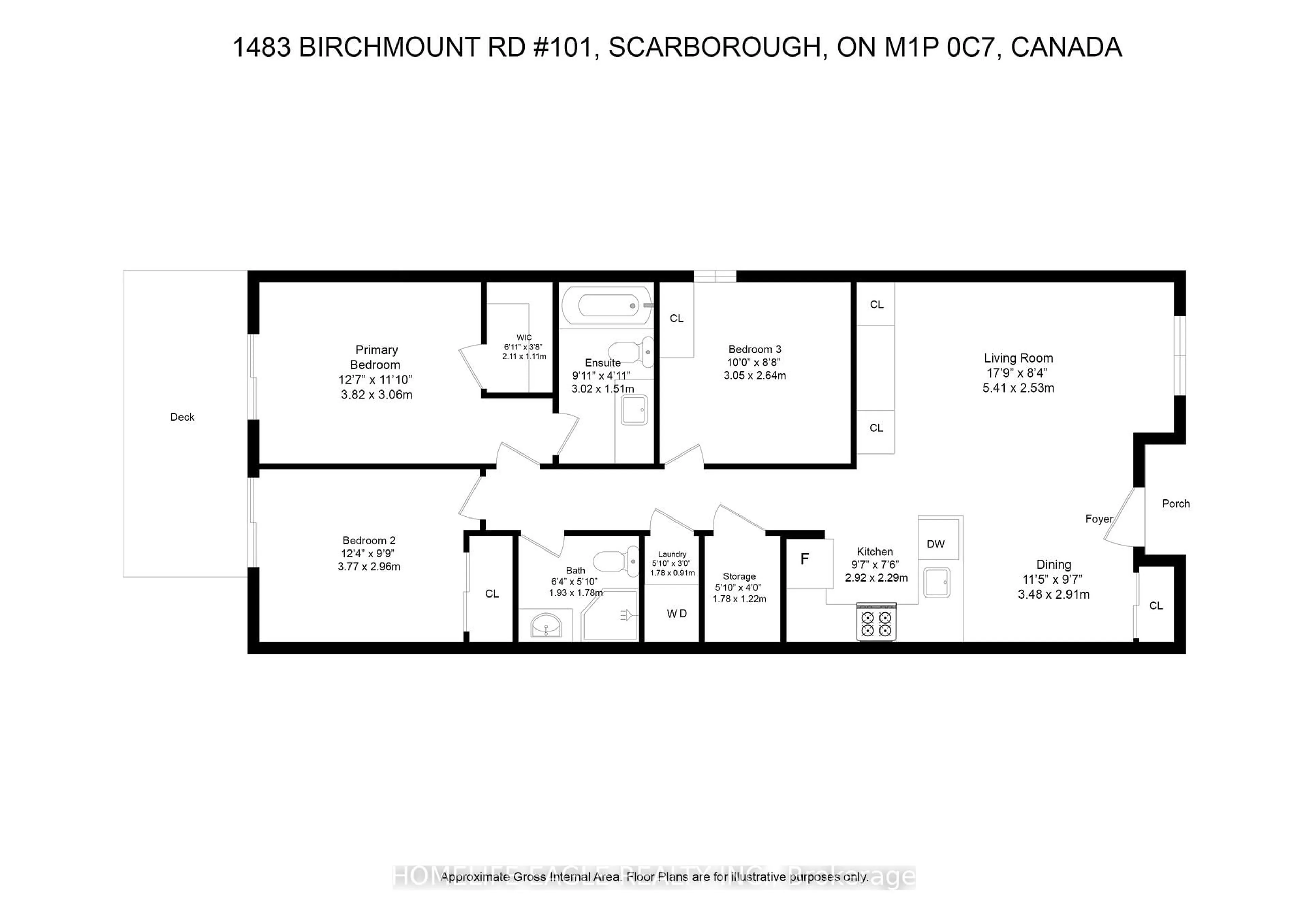 Floor plan for 1483 Birchmount Rd #101, Toronto Ontario M1P 0C7