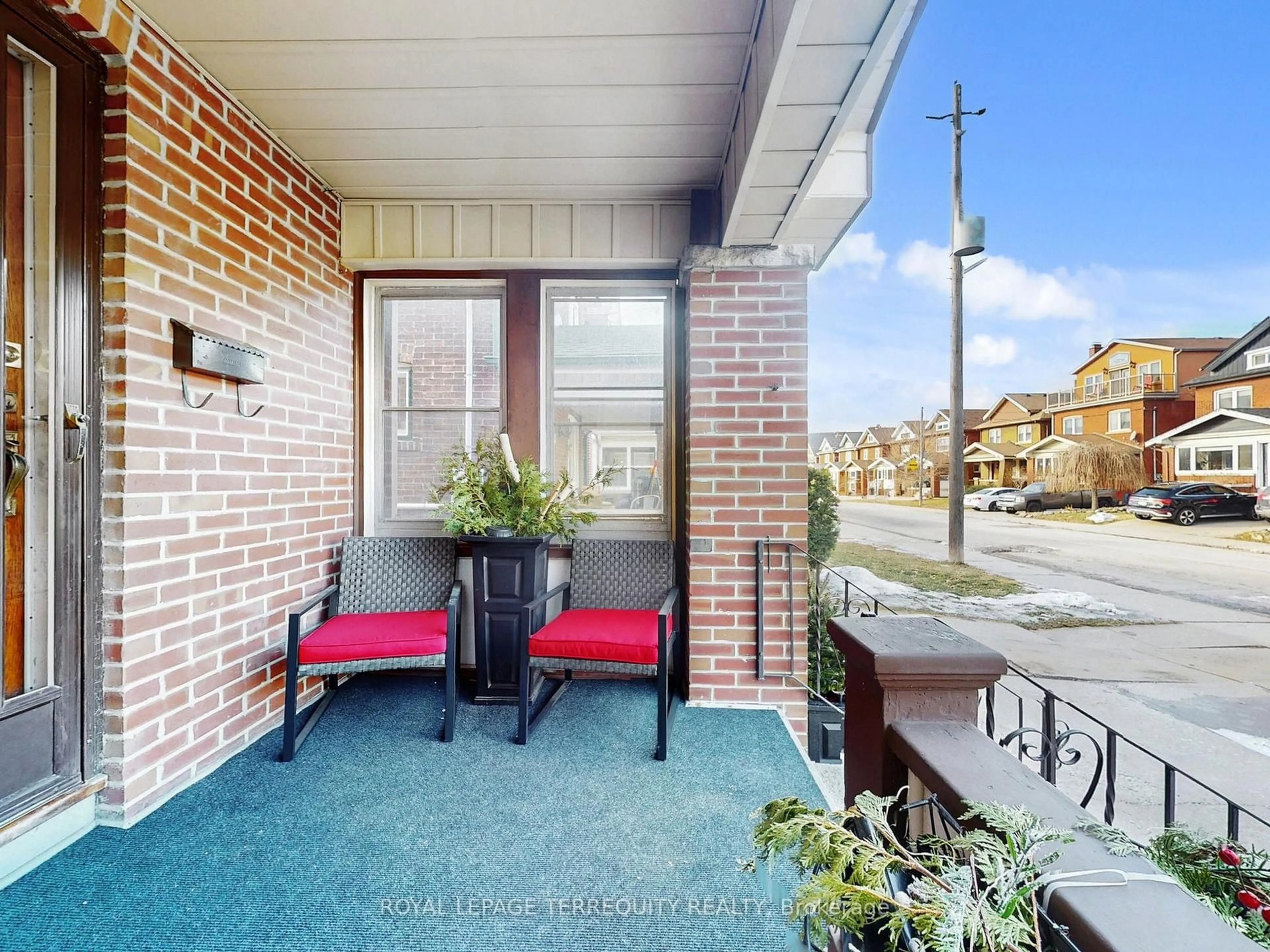 Balcony in the apartment, street for 371 Strathmore Blvd, Toronto Ontario M4C 1N4