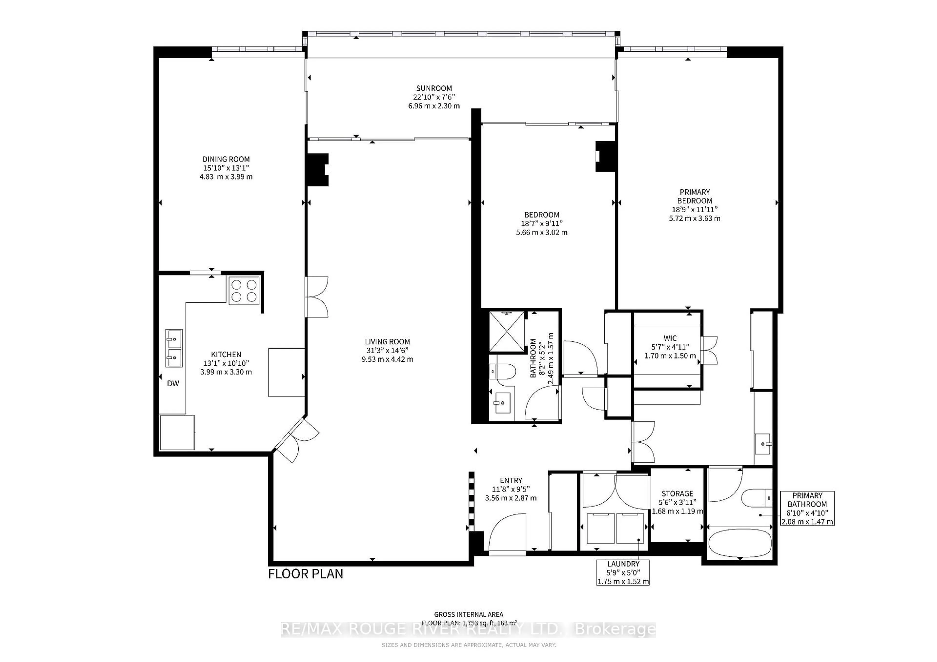Floor plan for 2350 Bridletowne Circ #1007, Toronto Ontario M1W 3E6