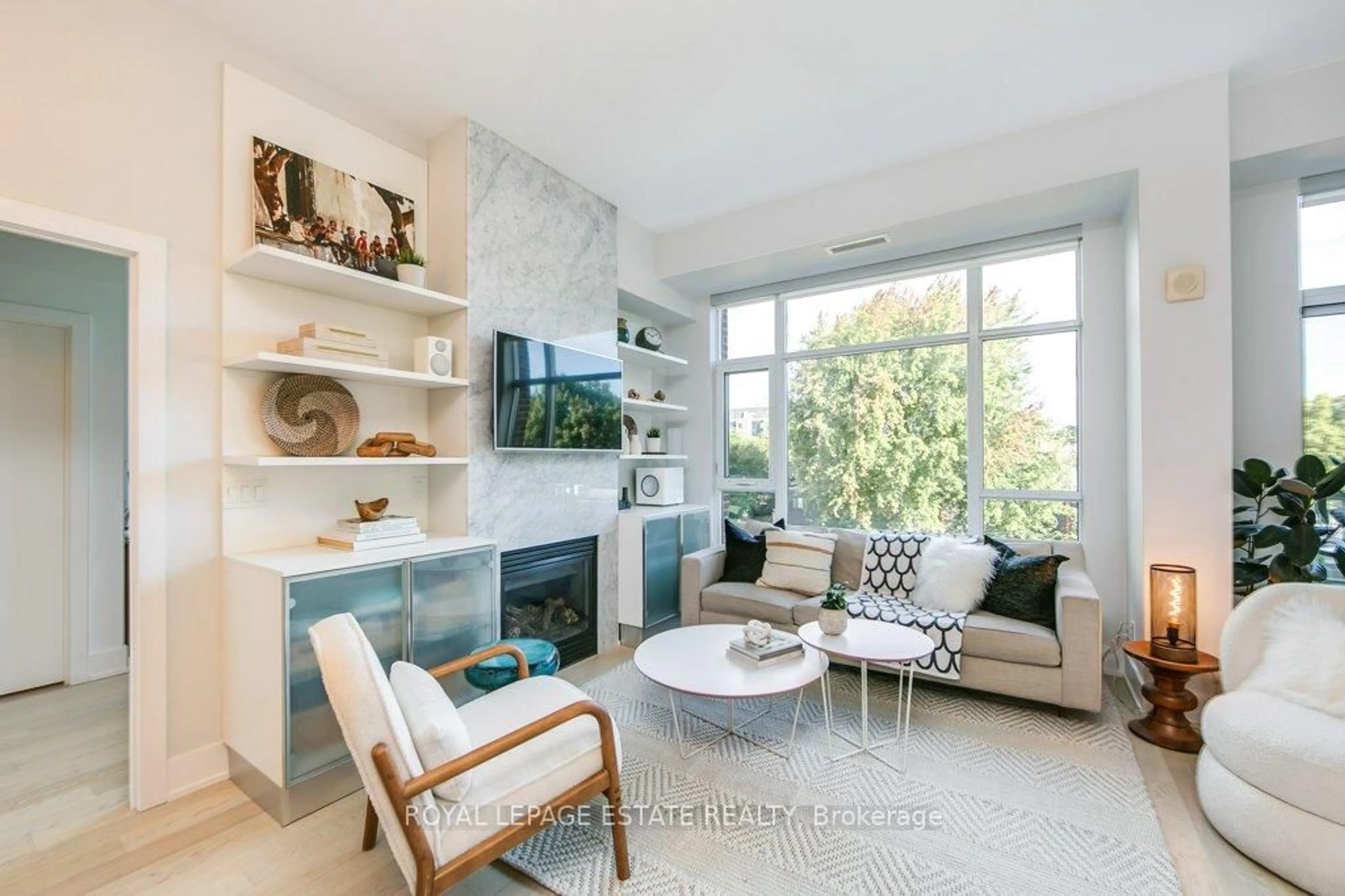 Living room with furniture, ceramic/tile floor for 66 Kippendavie Ave #408, Toronto Ontario M4L 0A4