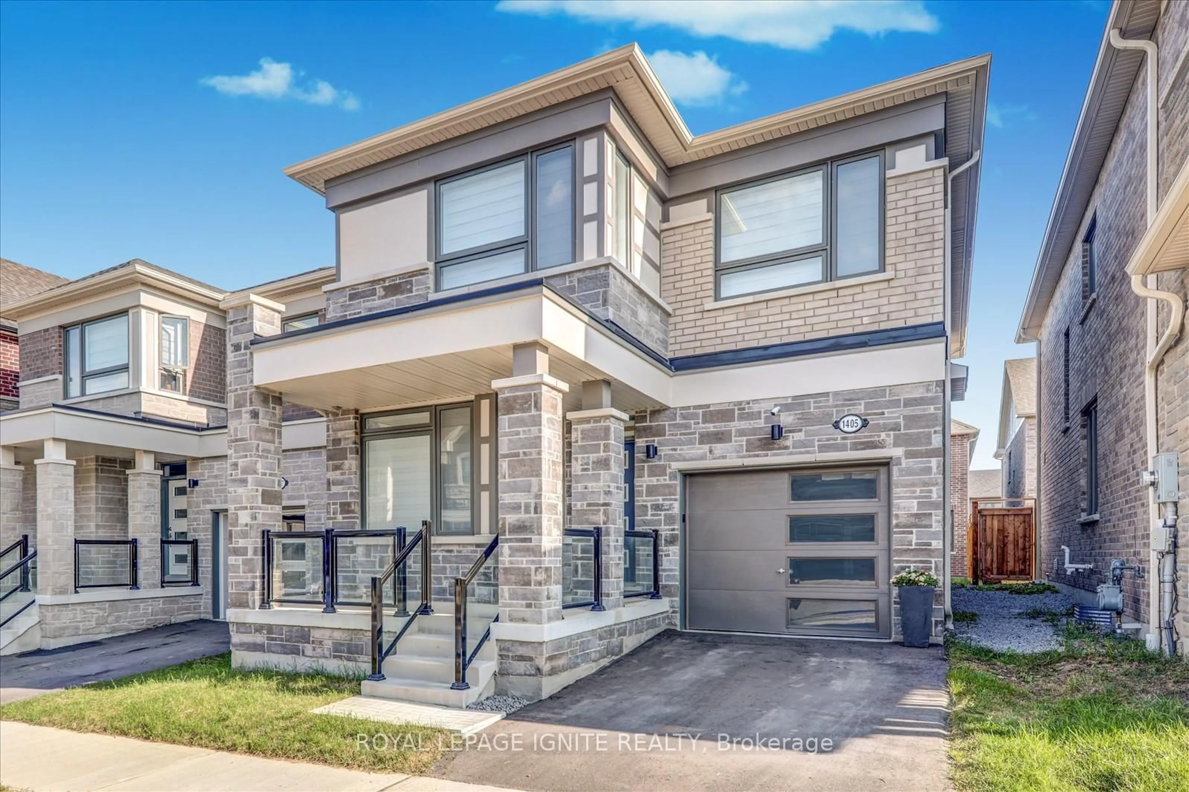 Home with brick exterior material, street for 1405 Longspur Tr, Pickering Ontario L1X 0N2