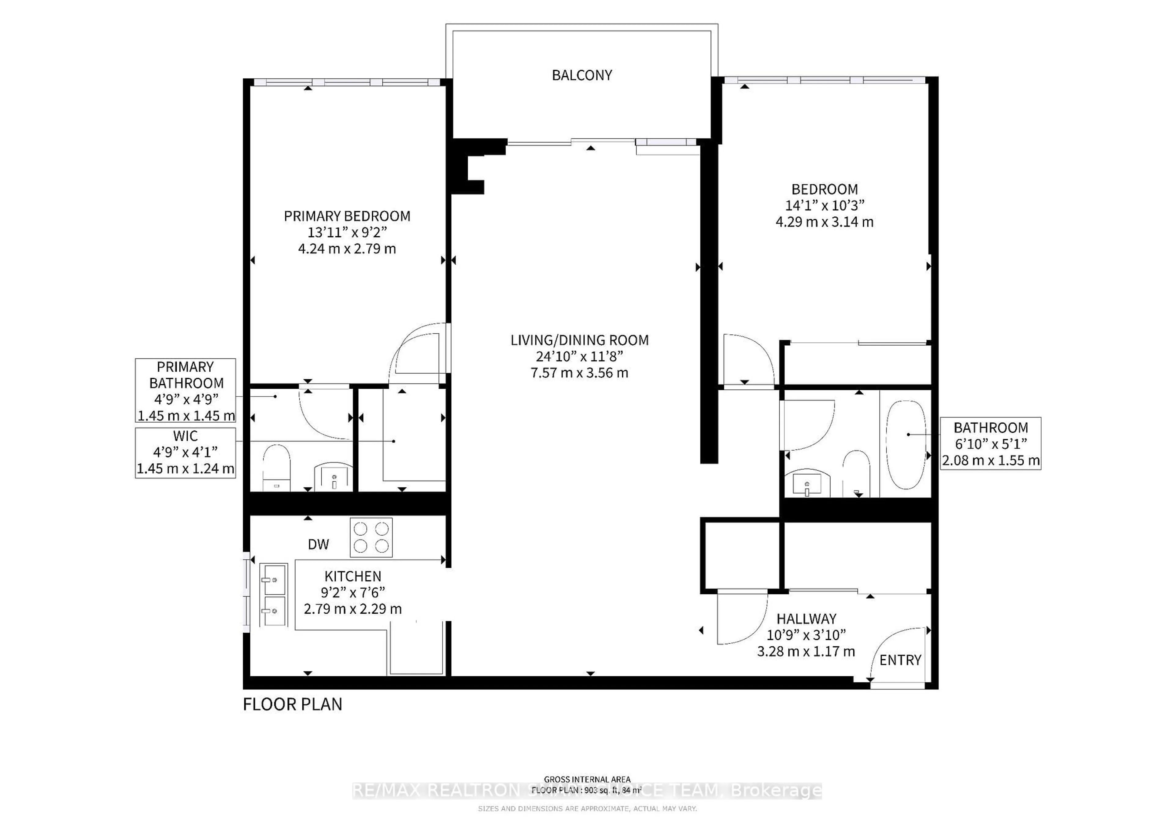 Floor plan for 99 Blackwell Ave #703, Toronto Ontario M1B 3R5