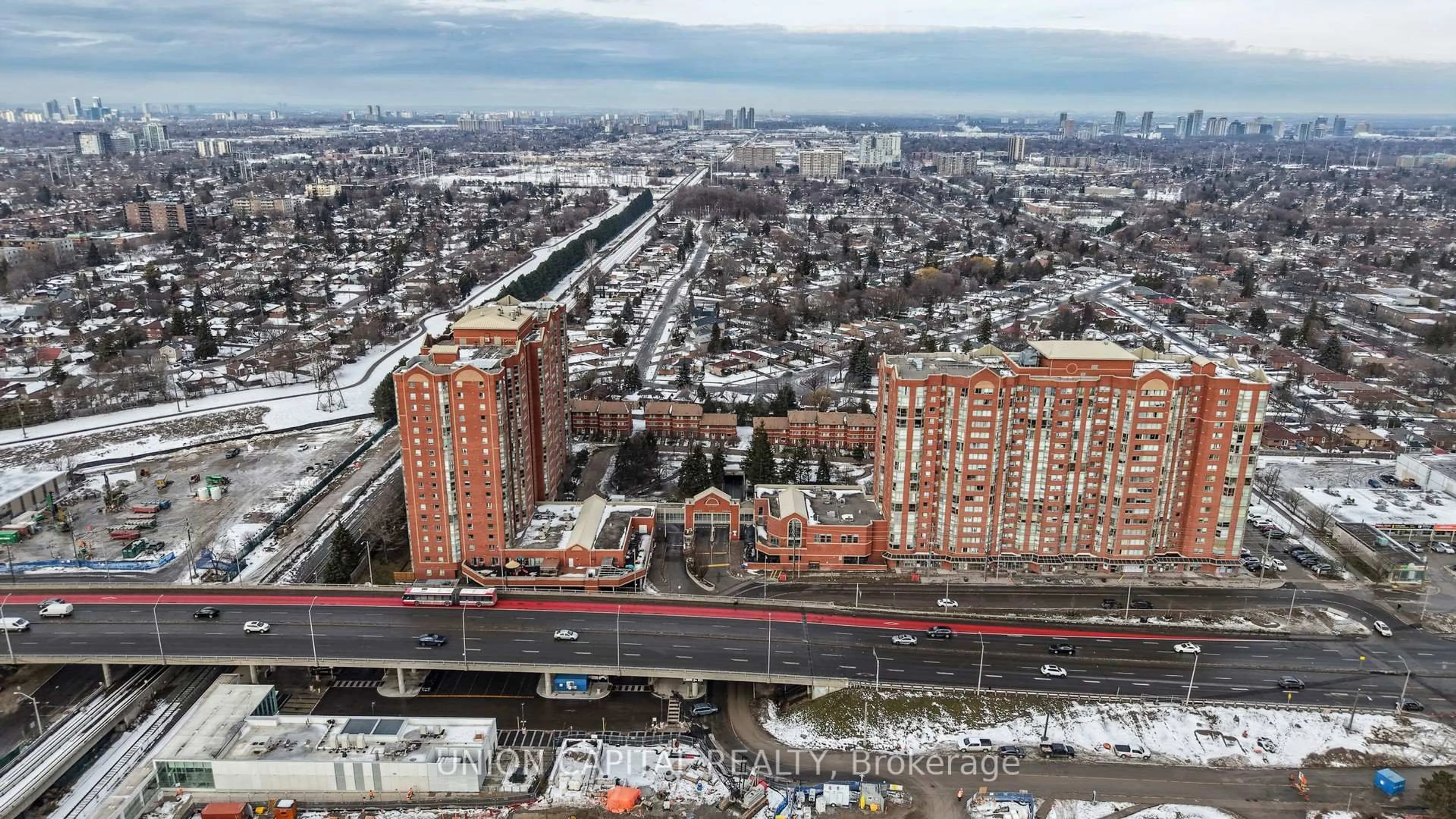 A pic from outside/outdoor area/front of a property/back of a property/a pic from drone, city buildings view from balcony for 2460 Eglinton Ave #1115, Toronto Ontario M1K 5J7
