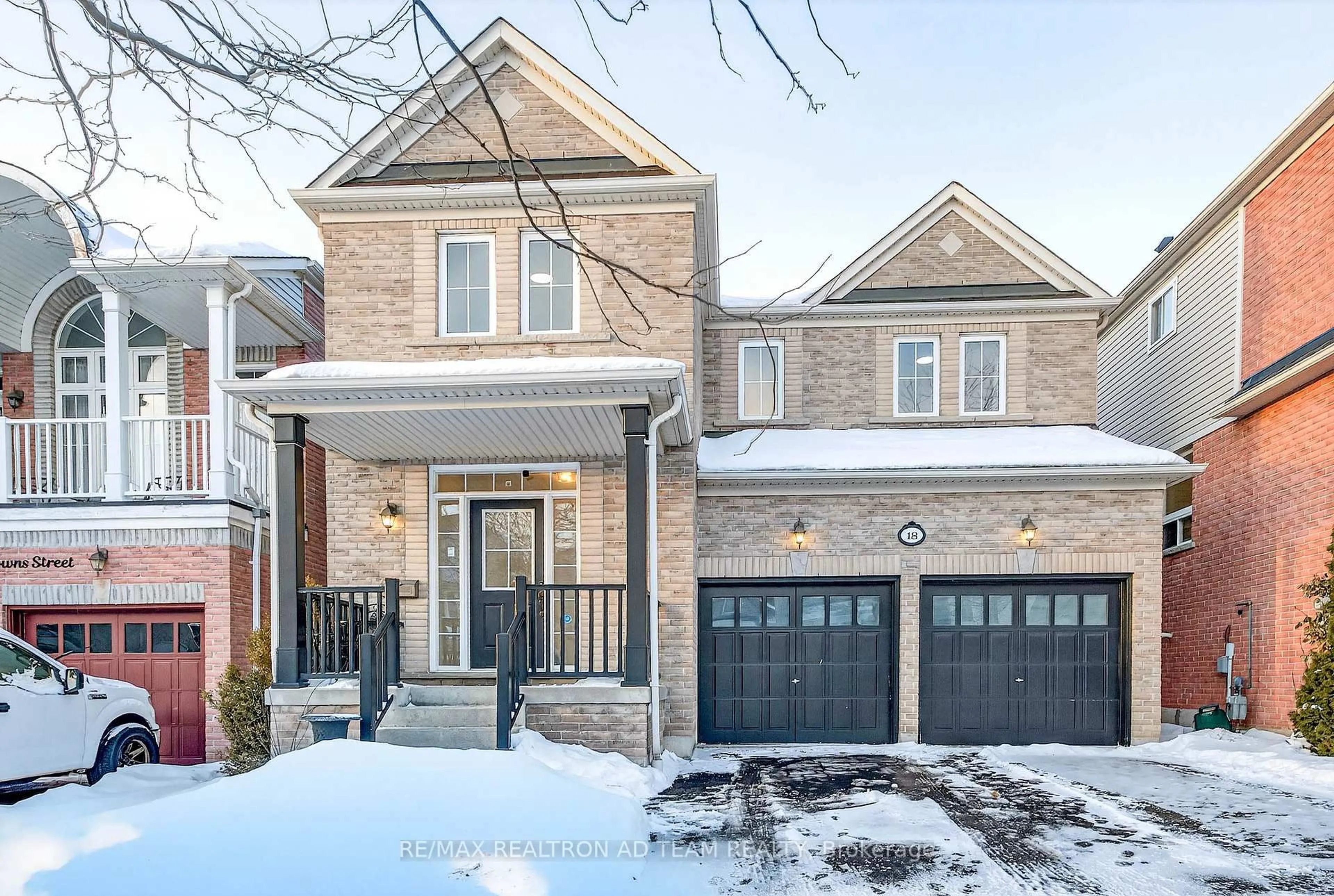 Home with brick exterior material, street for 18 Byram Downs St, Ajax Ontario L1Z 1R5
