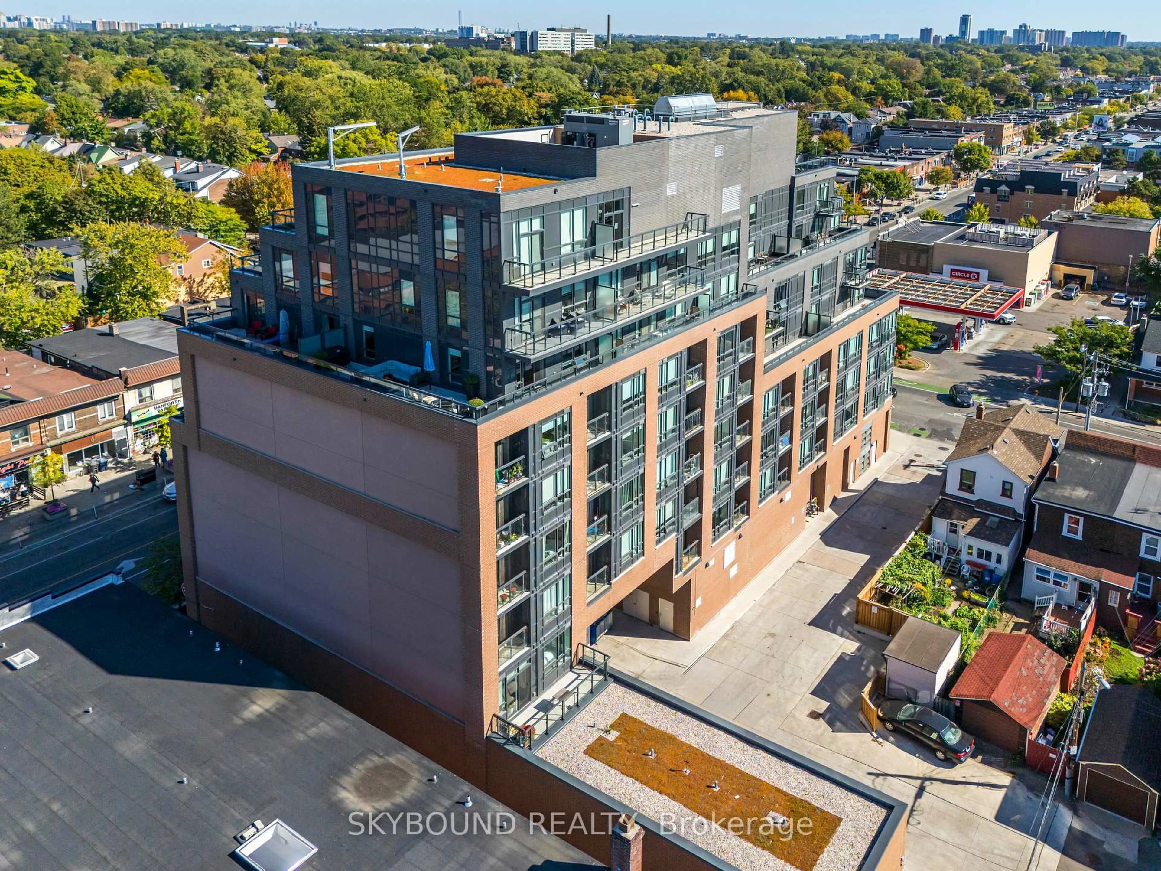 A pic from outside/outdoor area/front of a property/back of a property/a pic from drone, city buildings view from balcony for 630 Greenwood Ave ## 703, Toronto Ontario M4J 0A8