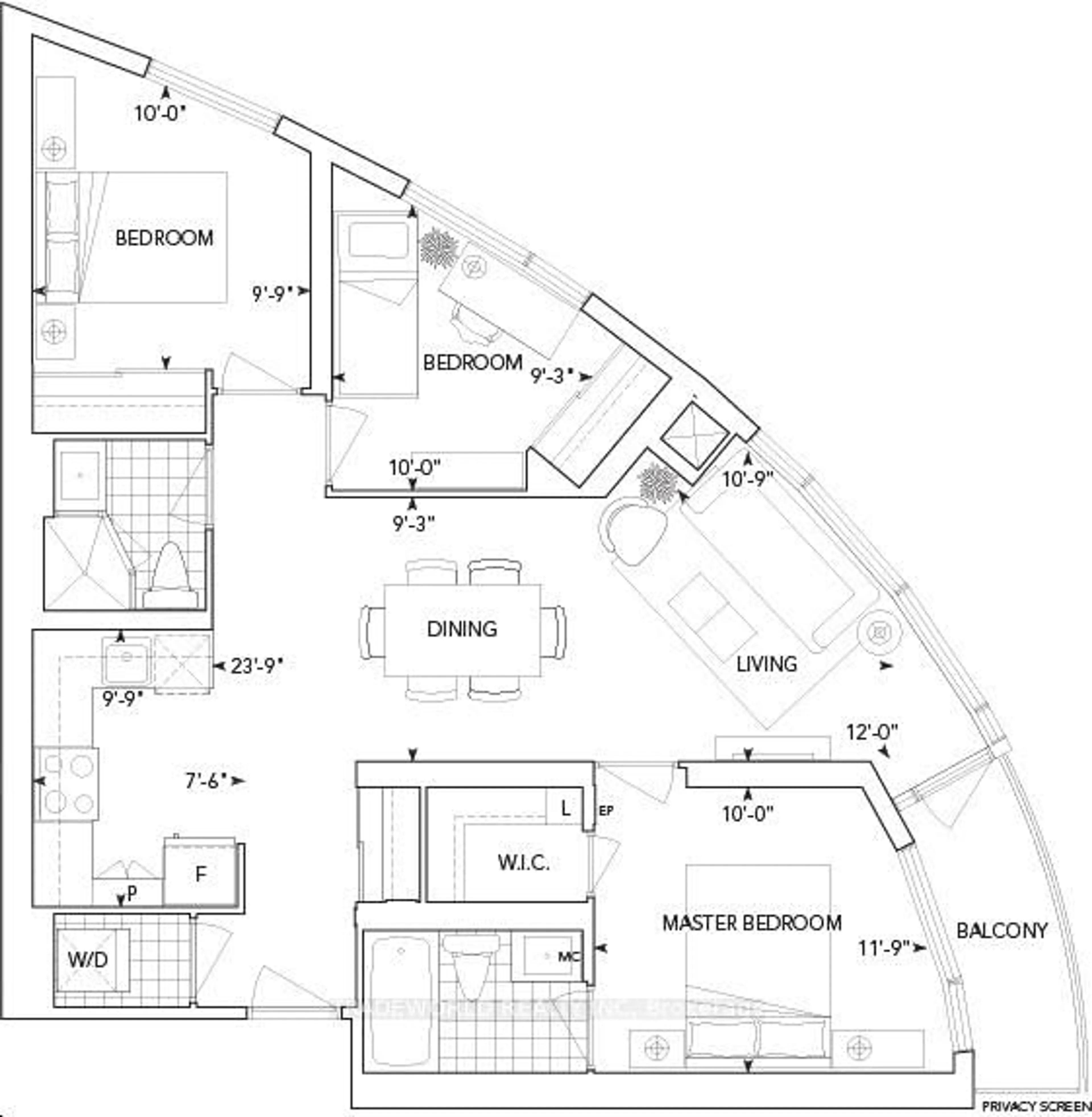 Floor plan for 125 Village Green Sq #3203, Toronto Ontario M1S 0G4