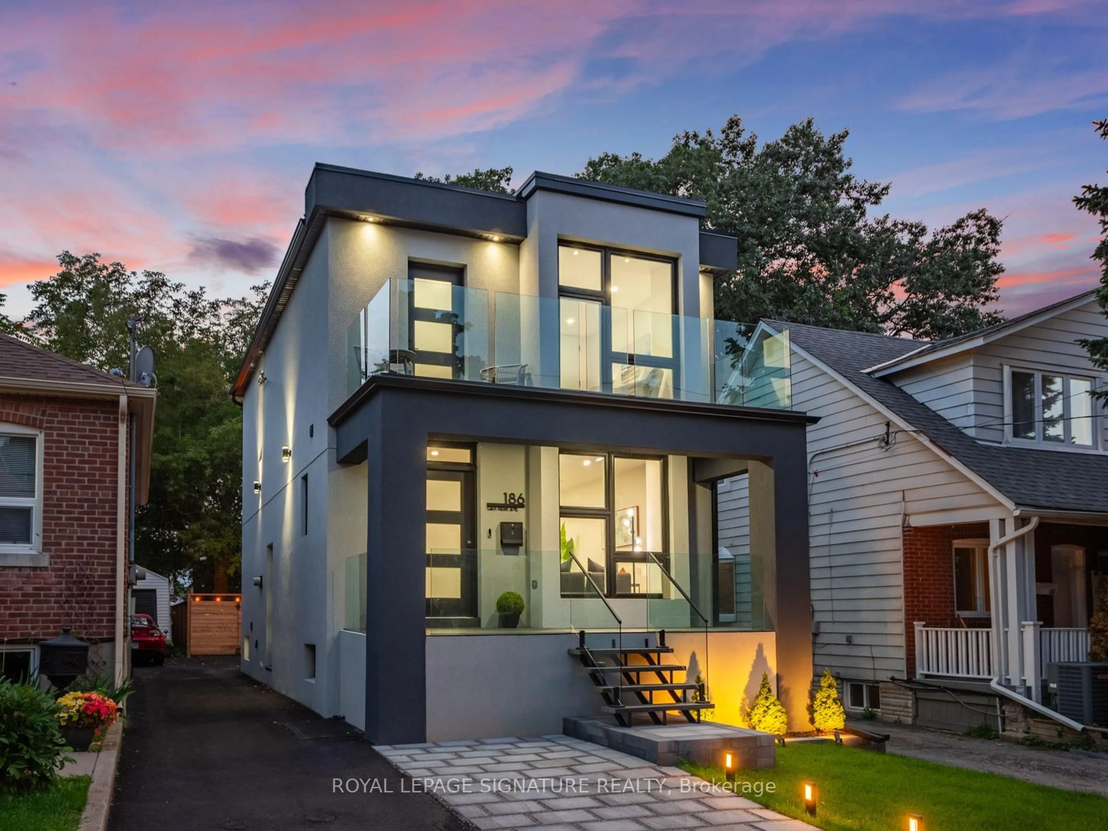 Home with brick exterior material, street for 186 Oak Park Ave, Toronto Ontario M4C 4M8