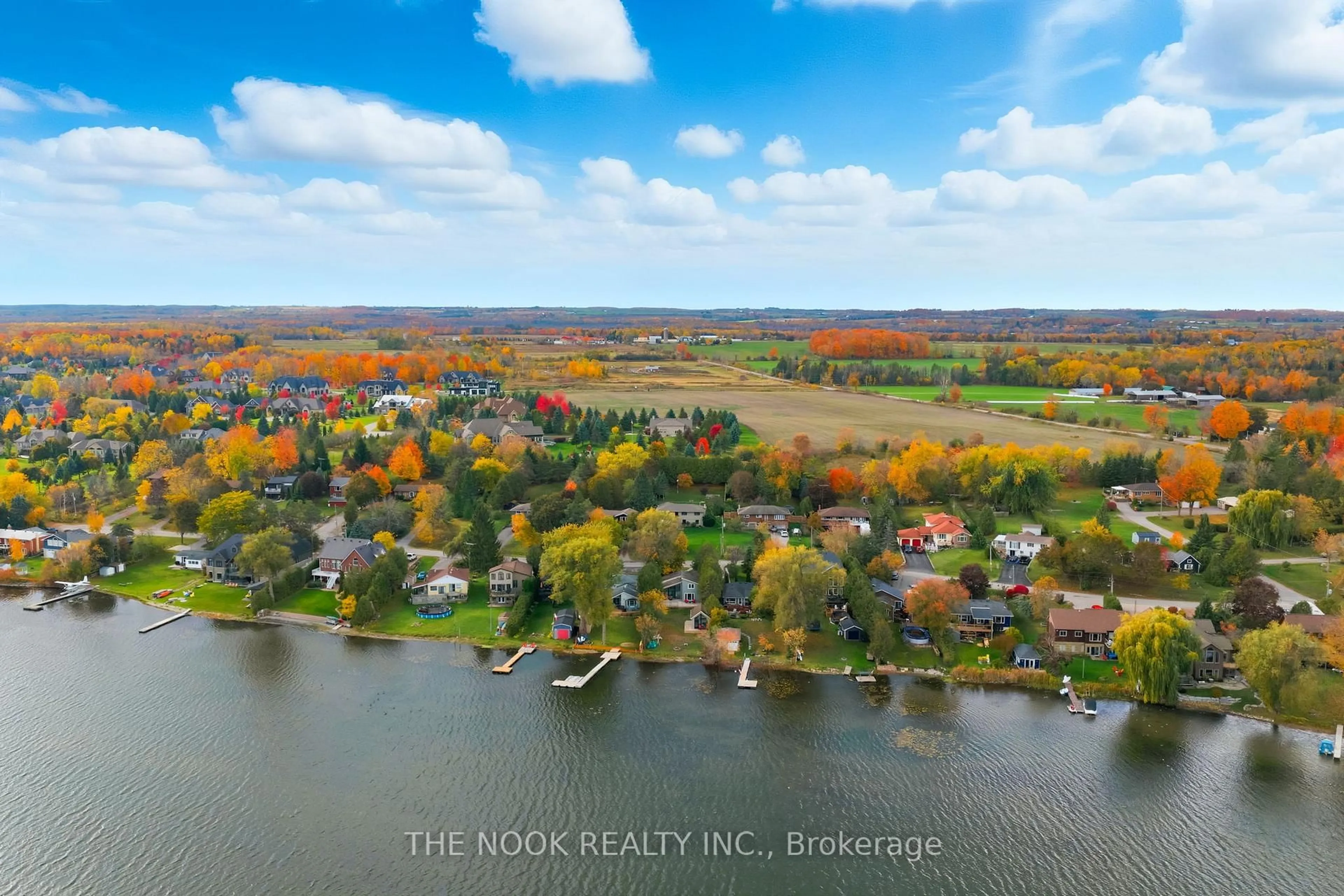 A pic from outside/outdoor area/front of a property/back of a property/a pic from drone, water/lake/river/ocean view for 55 Honey's Beach Rd, Scugog Ontario L9L 0B5