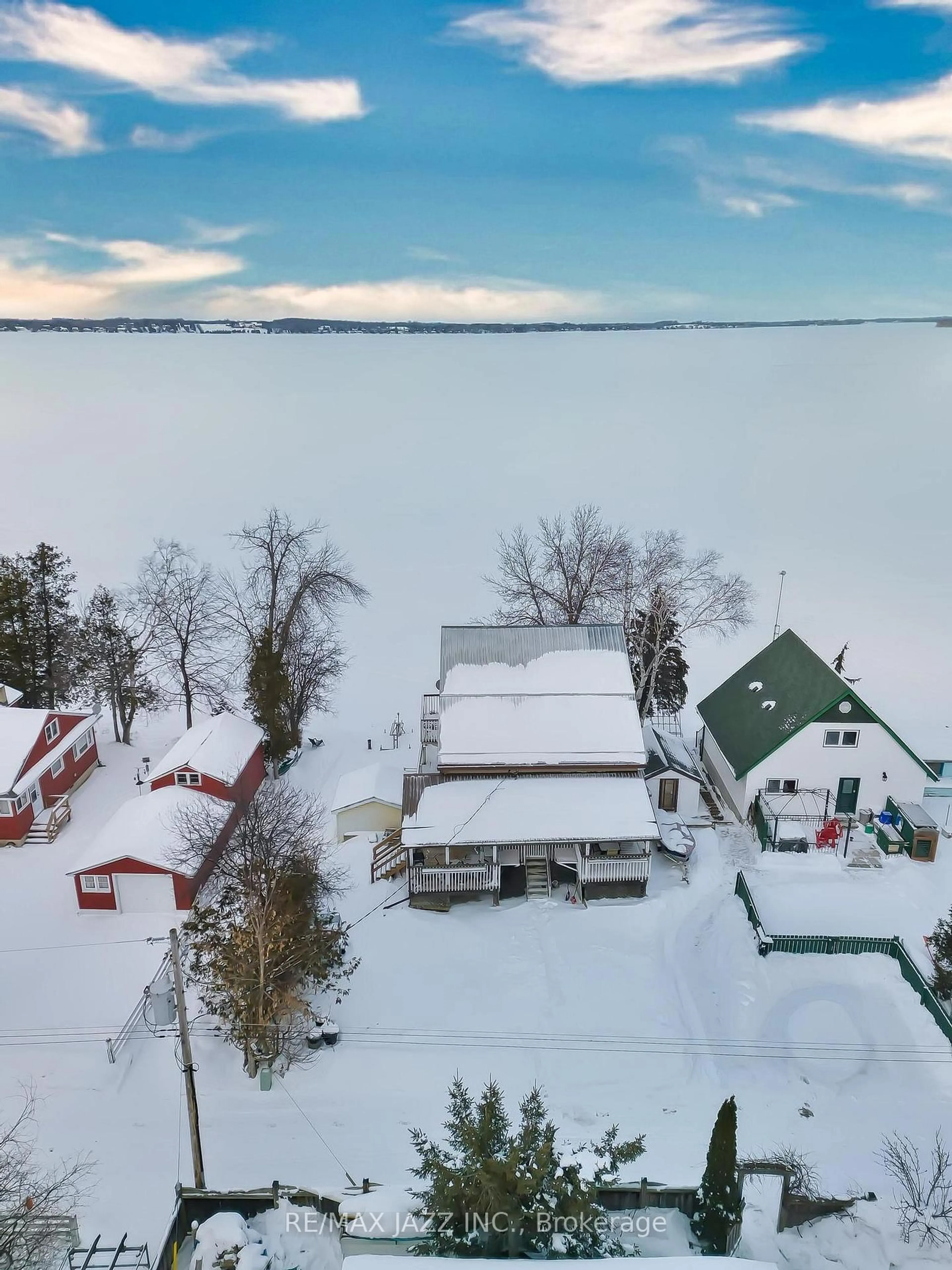 A pic from outside/outdoor area/front of a property/back of a property/a pic from drone, water/lake/river/ocean view for 48 Johnstone Lane, Scugog Ontario L0B 1L0