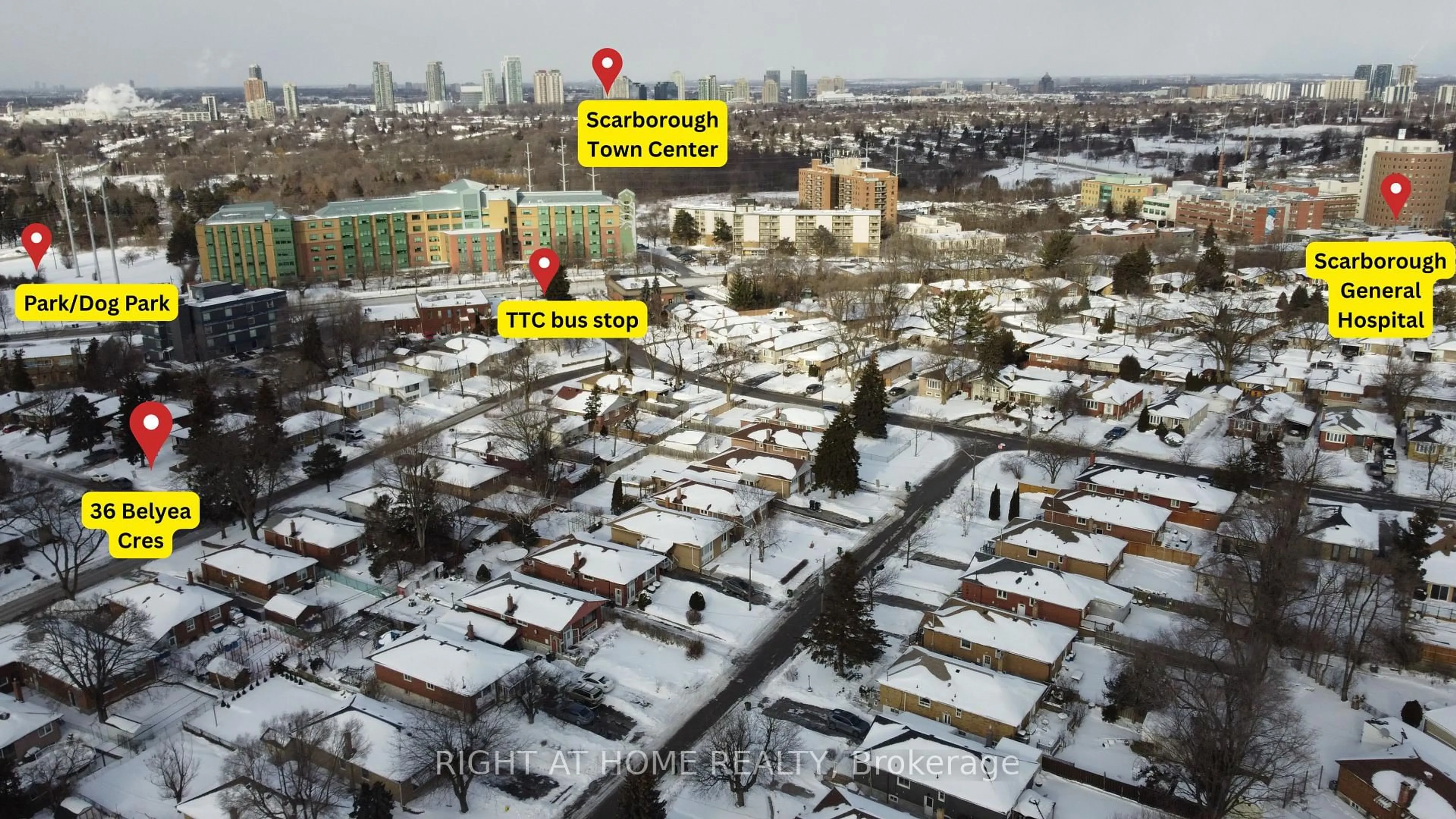 A pic from outside/outdoor area/front of a property/back of a property/a pic from drone, street for 36 Belyea Cres, Toronto Ontario M1J 1V7