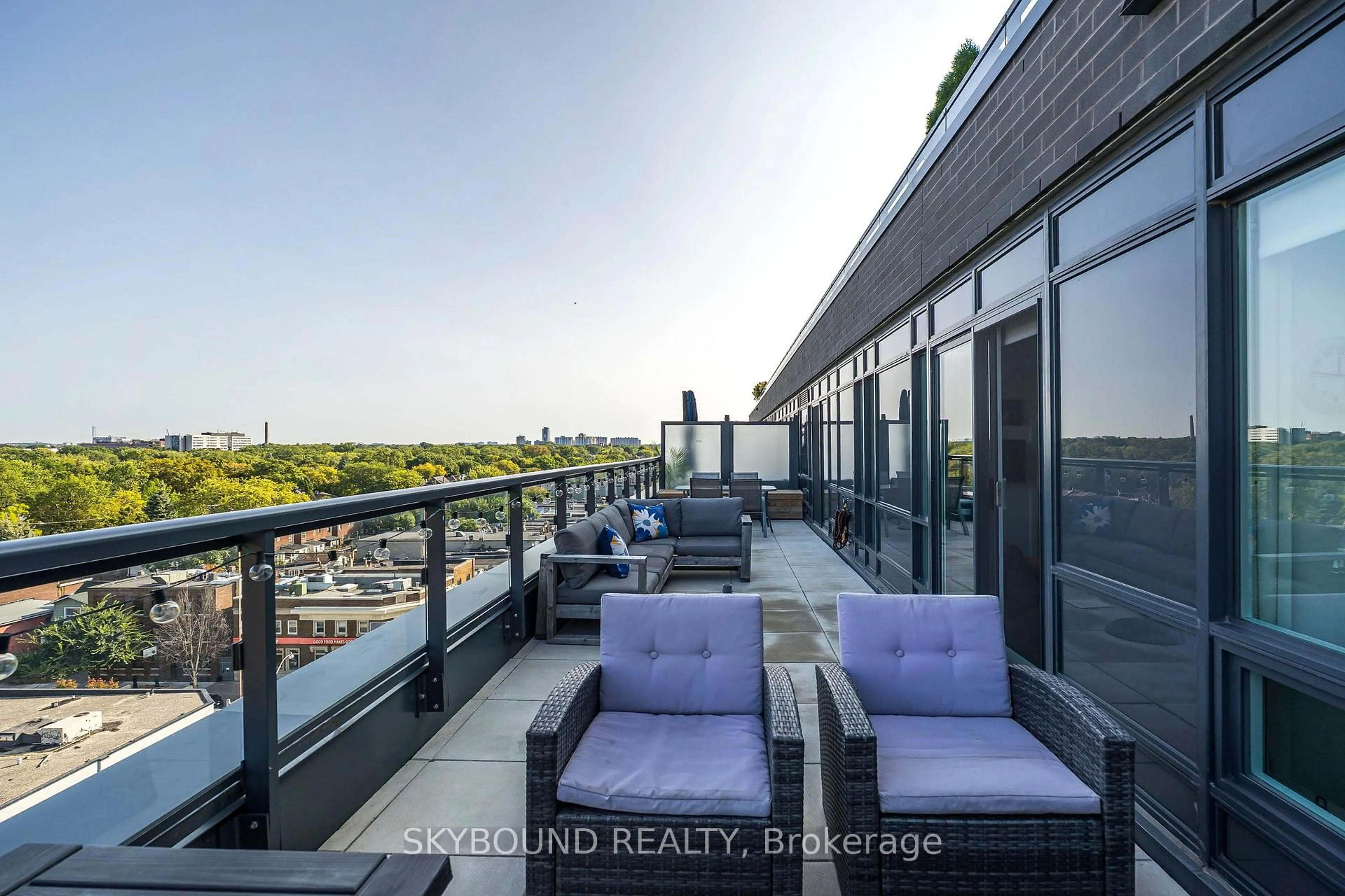 Patio, city buildings view from balcony for 630 Greenwood Ave ## 805, Toronto Ontario M4J 0A8