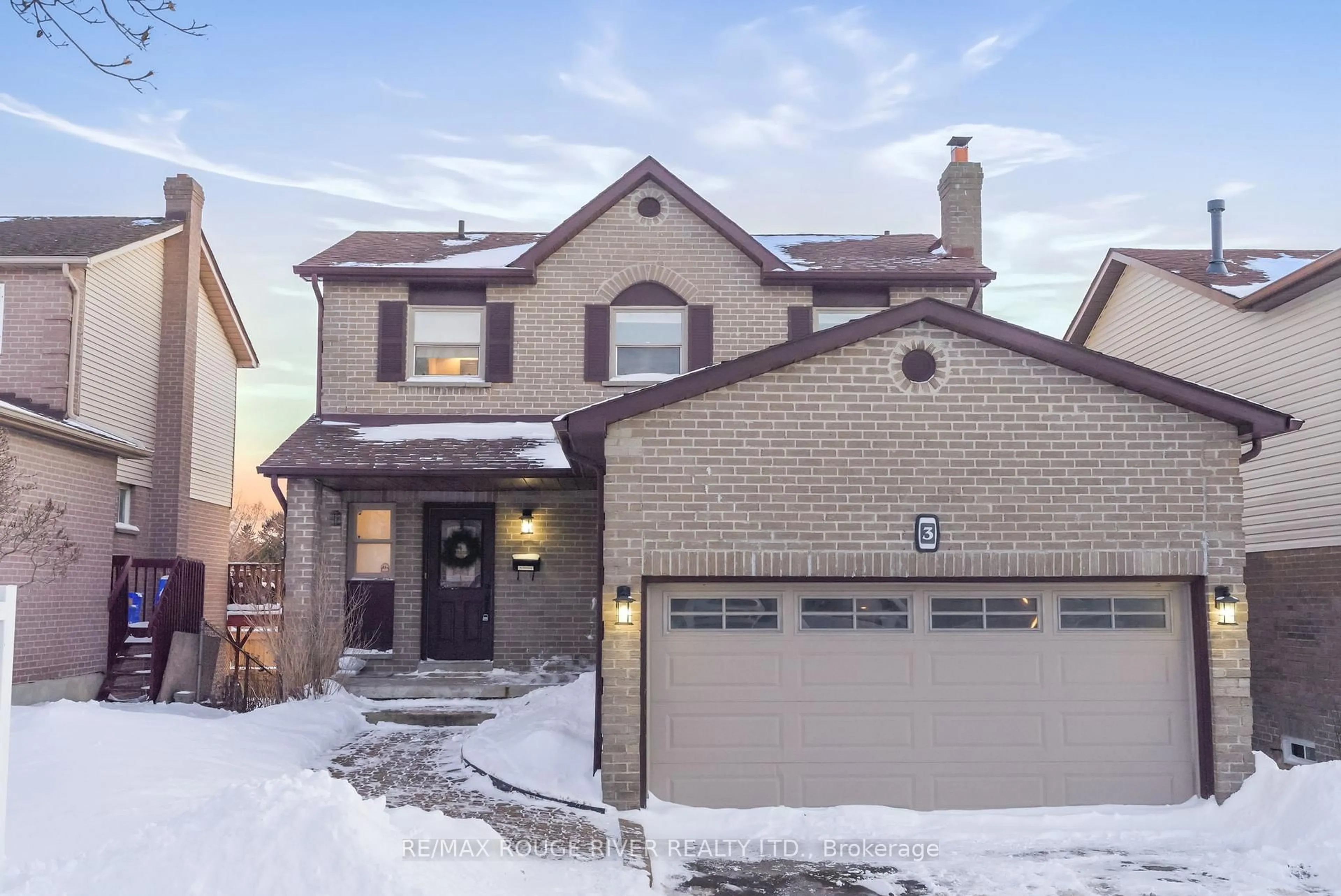 Home with brick exterior material, street for 3 Corral Crt, Whitby Ontario L1N 8E6