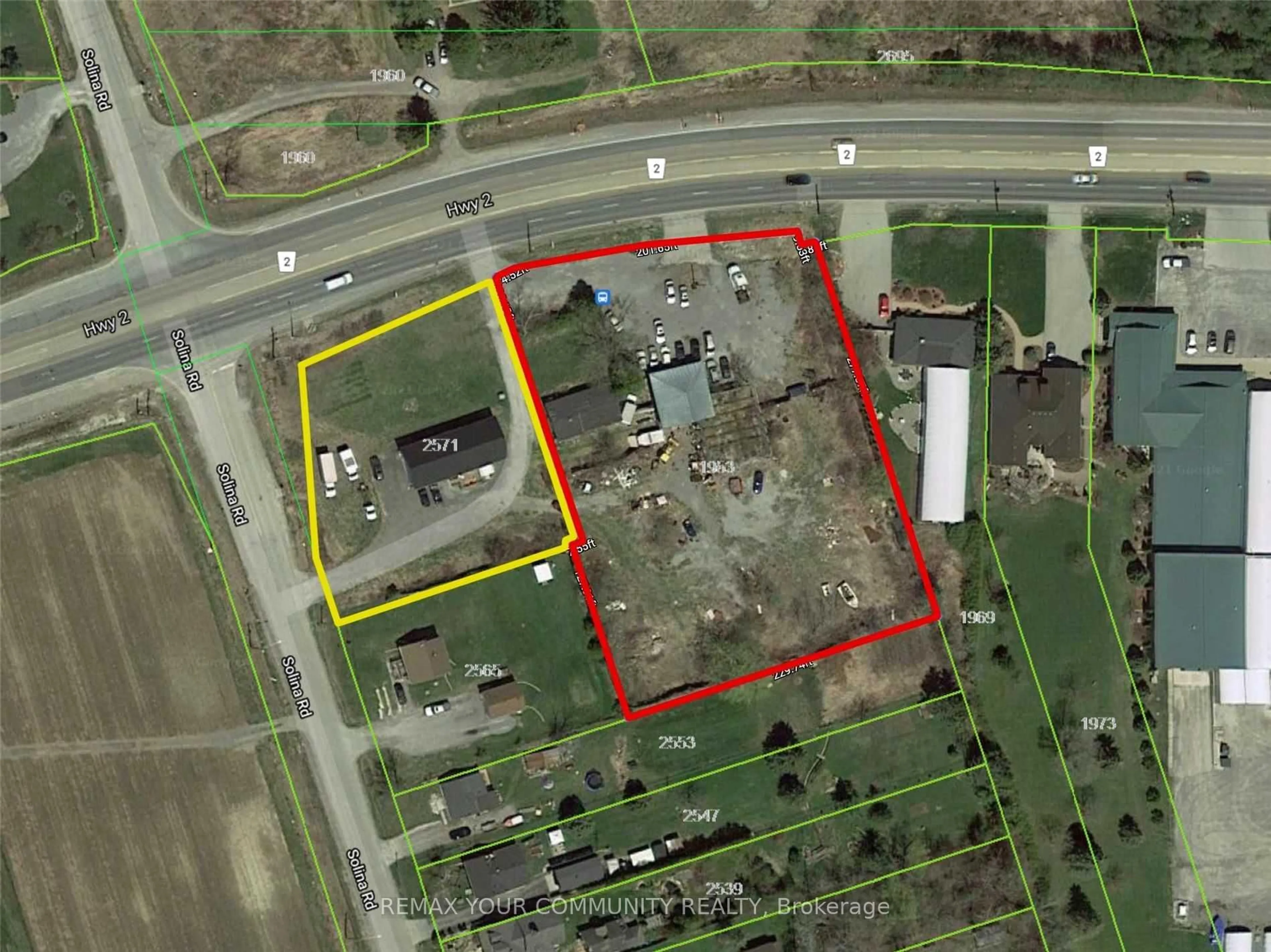 A pic from outside/outdoor area/front of a property/back of a property/a pic from drone, building for 1953 Highway 2 Rd, Clarington Ontario L1C 4V4