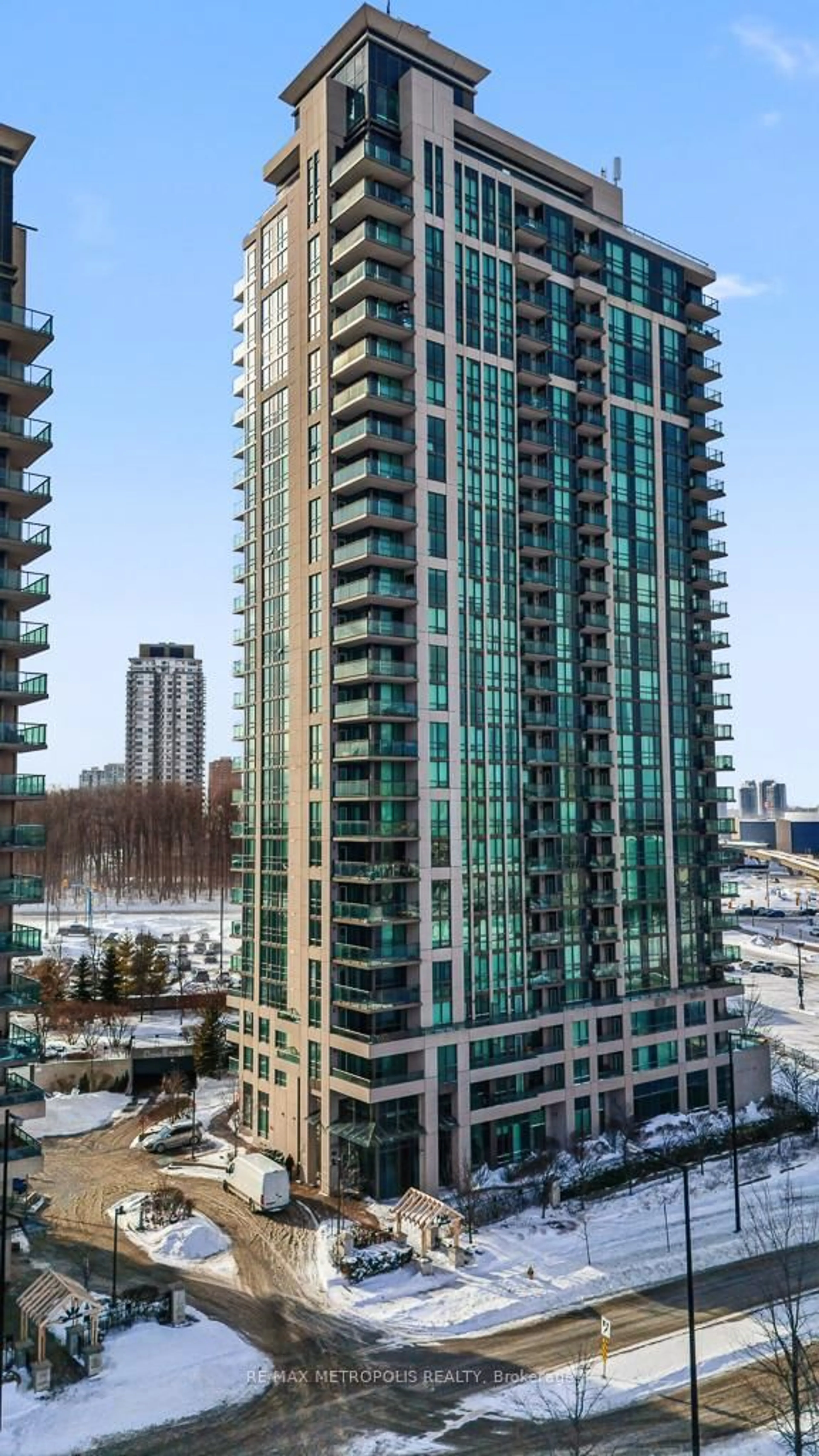 Balcony in the apartment, city buildings view from balcony for 88 Grangeway Ave #2007, Toronto Ontario M1H 0A2
