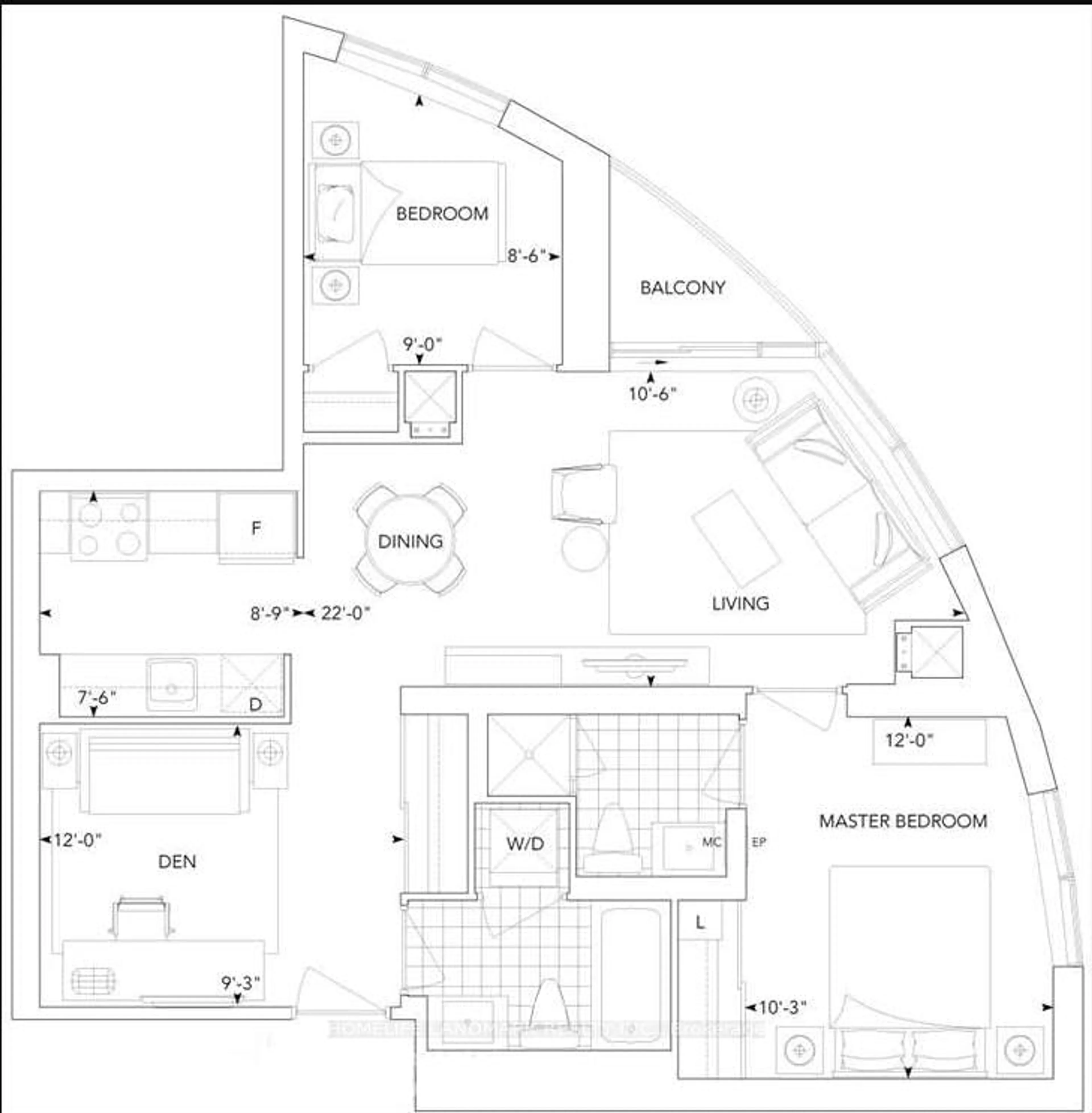 Floor plan for 181 Village Green Sq #1714, Toronto Ontario M1S 0K6