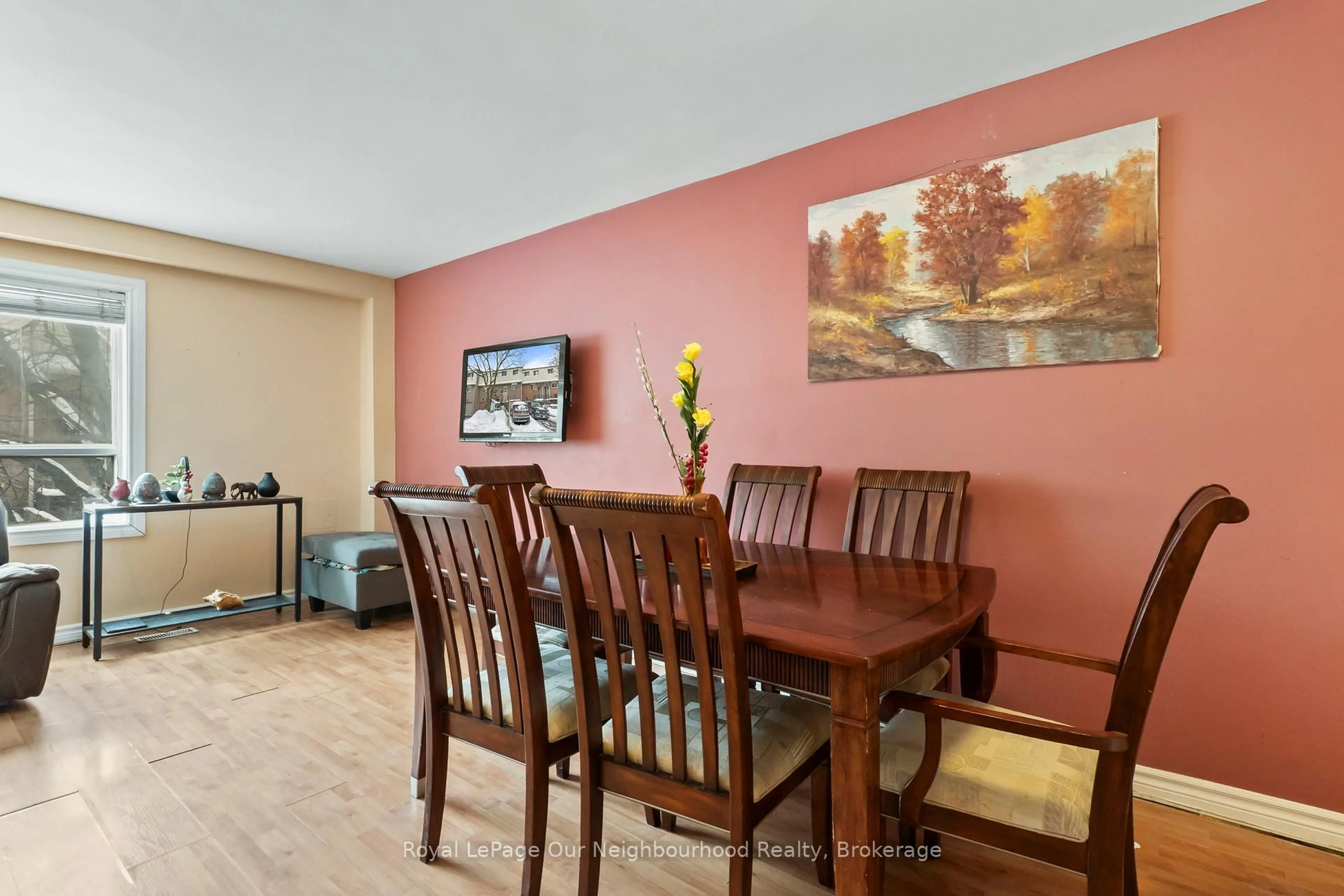 Dining room, wood/laminate floor for 1915 Denmar Rd #182, Pickering Ontario L1V 3E1