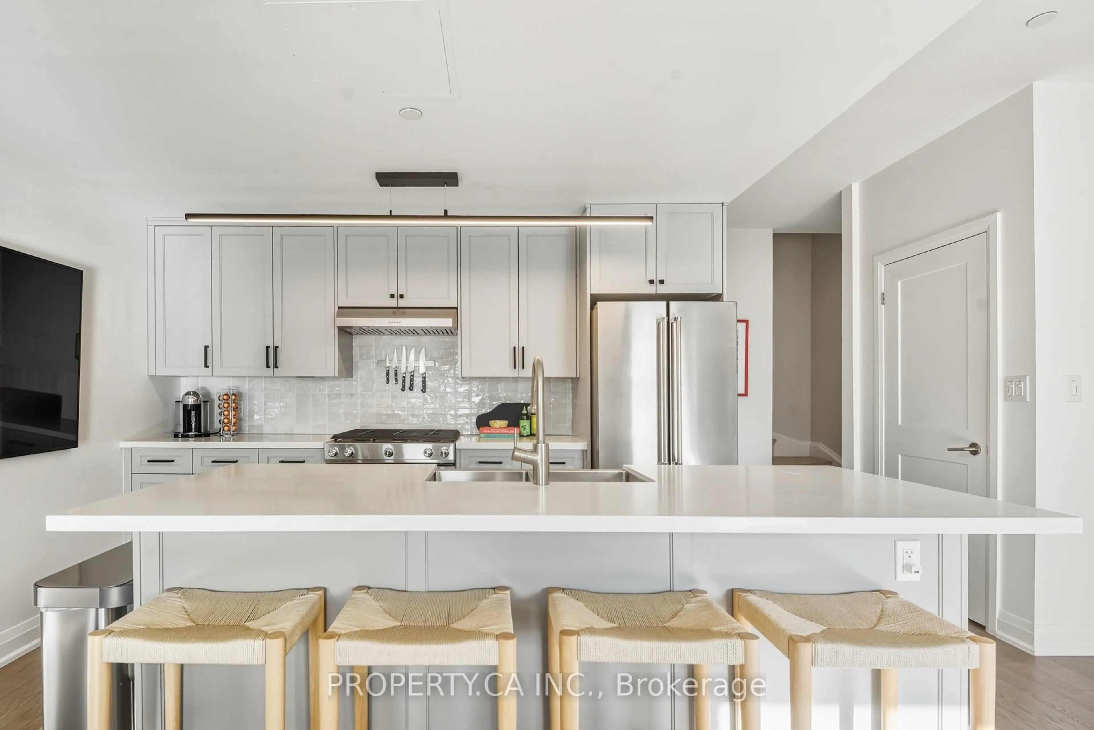 Contemporary kitchen, ceramic/tile floor for 100 Coxwell Ave #Th3, Toronto Ontario M4L 0B5