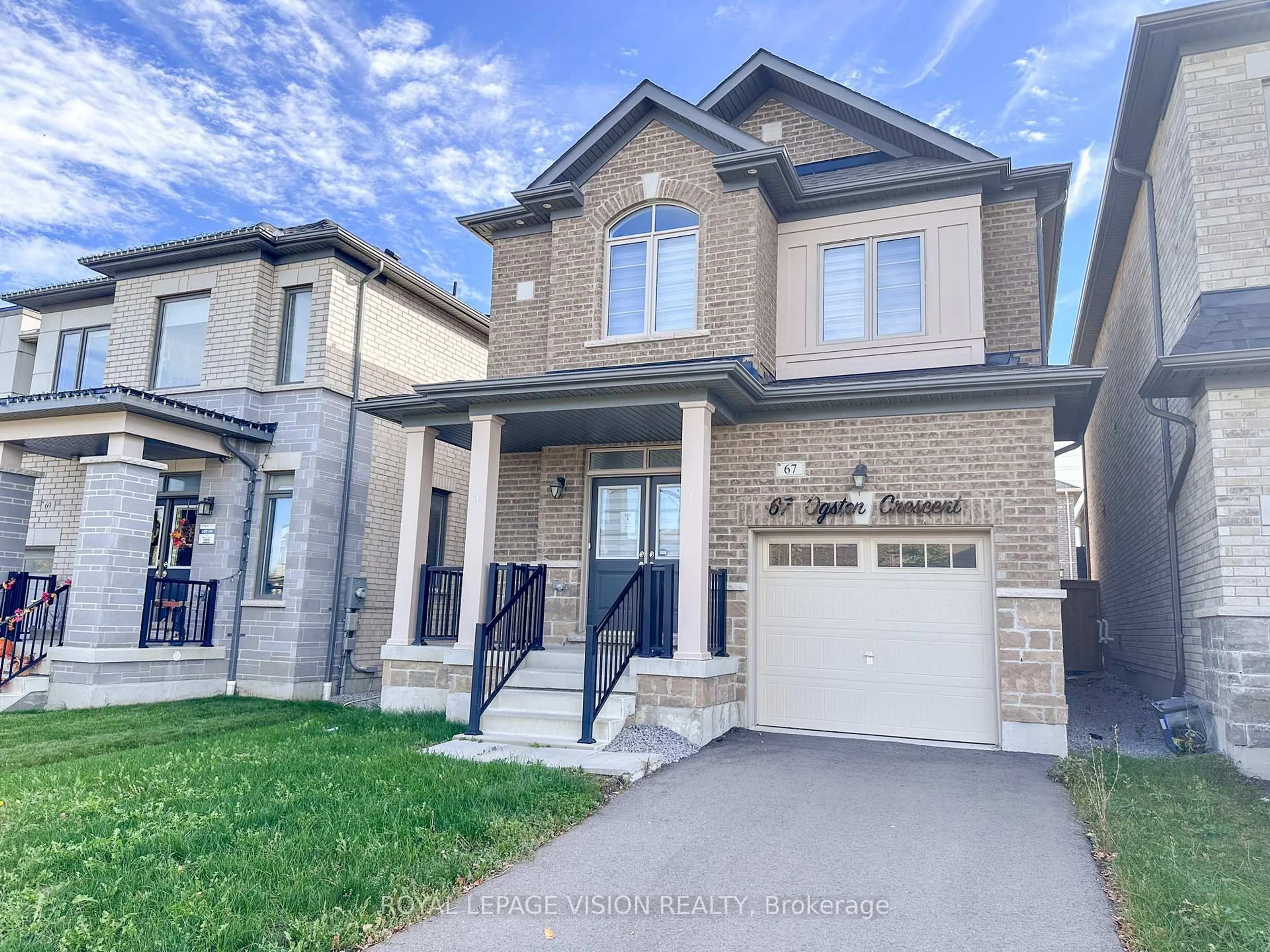Home with brick exterior material, street for 67 Ogston Cres, Whitby Ontario L1P 0H2