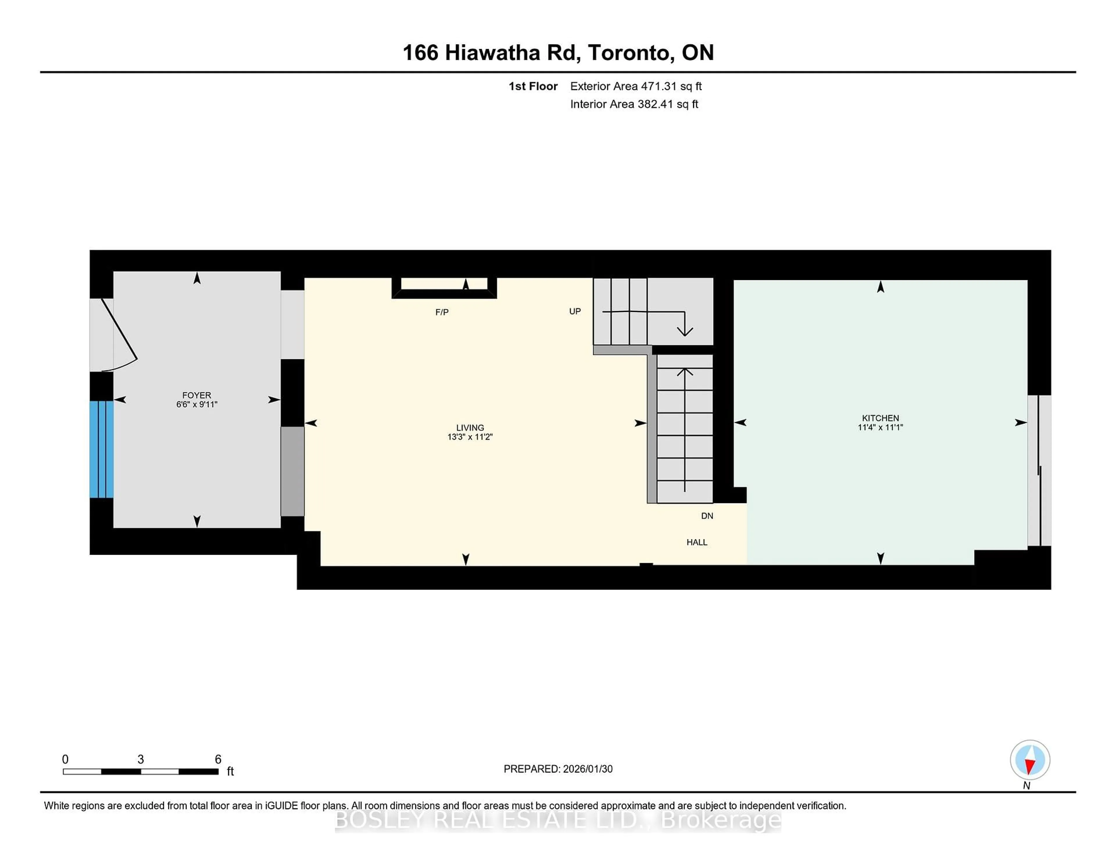 Floor plan for 166 Hiawatha Rd, Toronto Ontario M4L 2X9