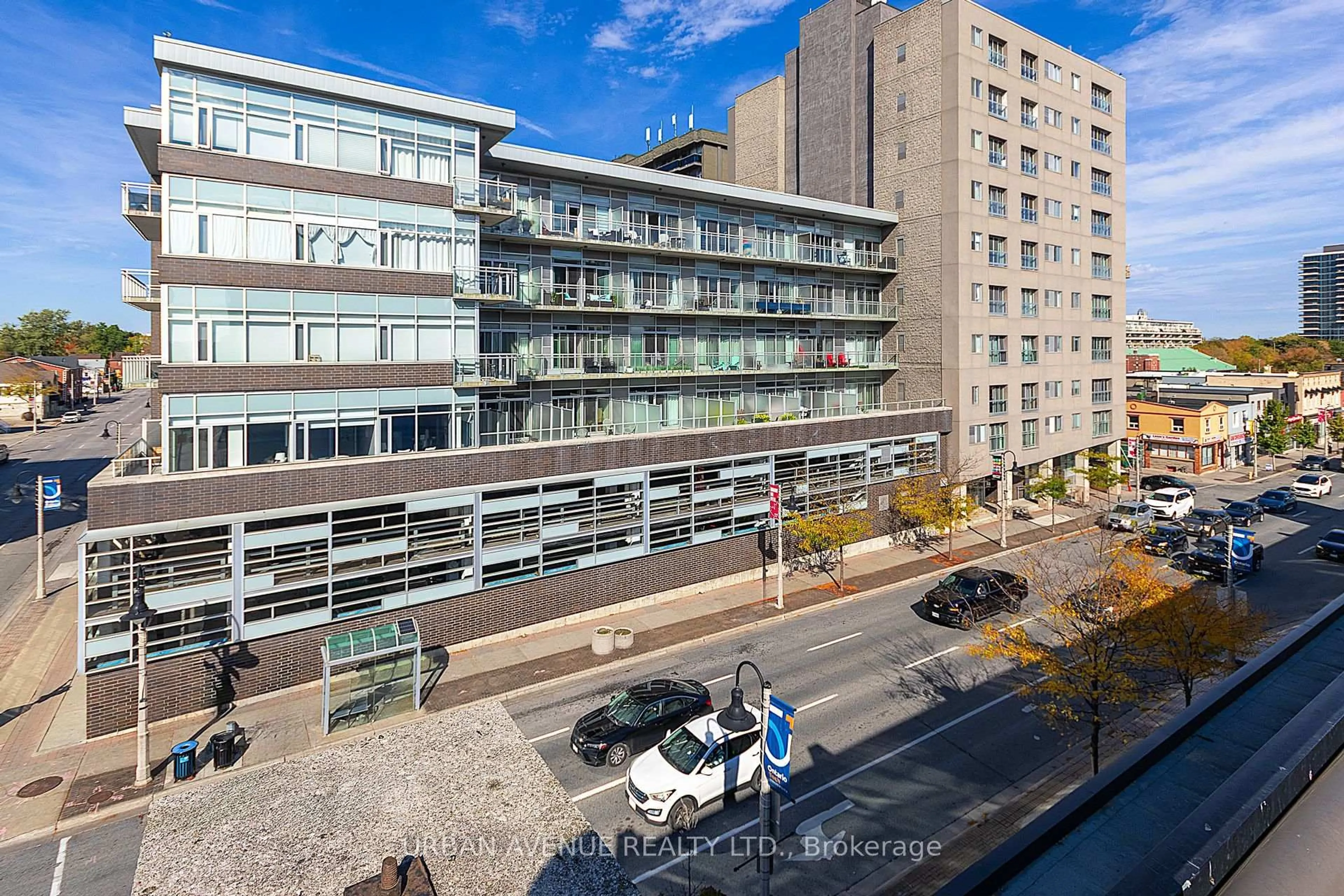 A pic from outside/outdoor area/front of a property/back of a property/a pic from drone, city buildings view from balcony for 44 Bond St #707, Oshawa Ontario L1G 6R2