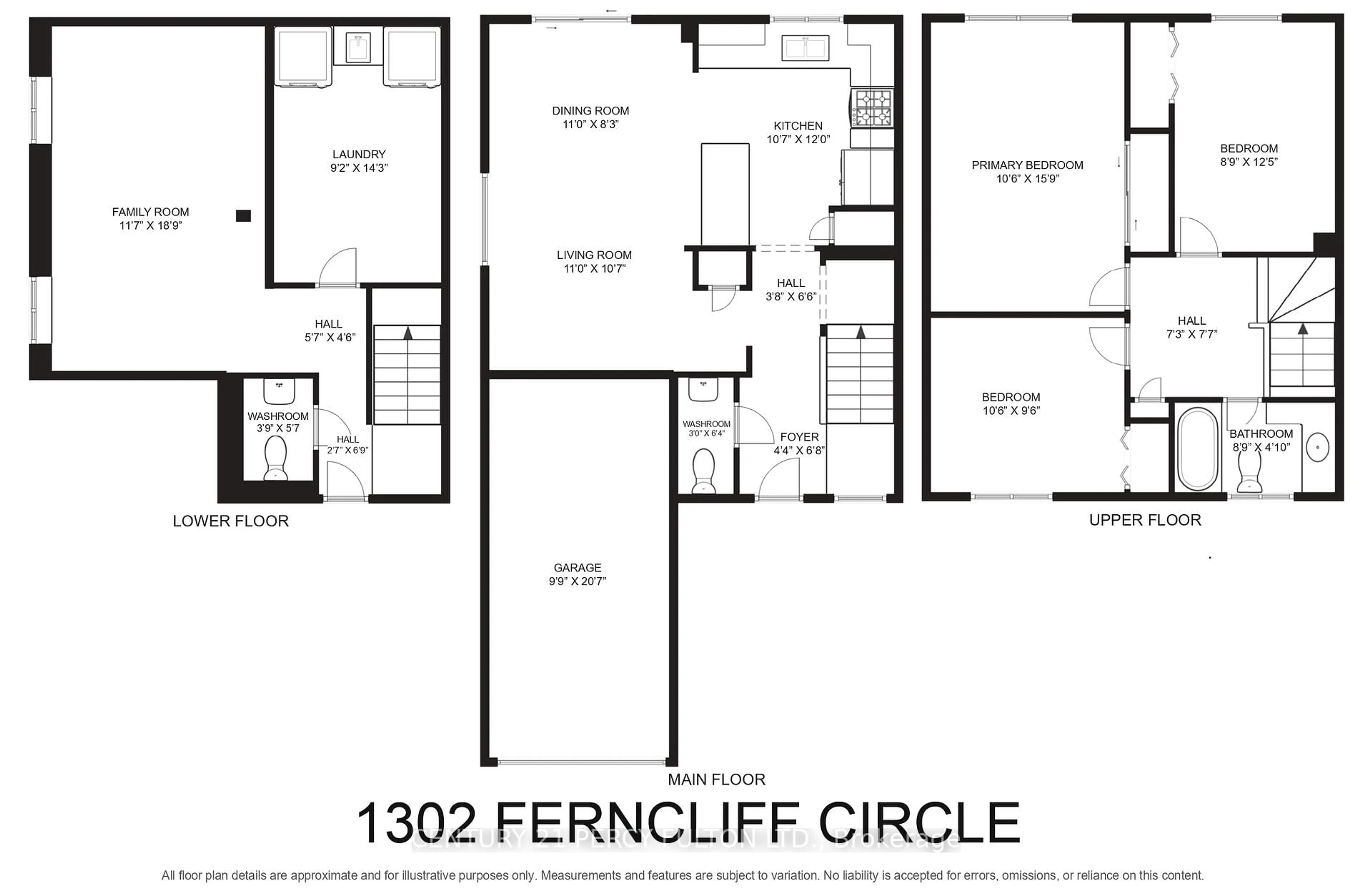 Floor plan for 1302 Ferncliff Circ, Pickering Ontario L1X 1W7