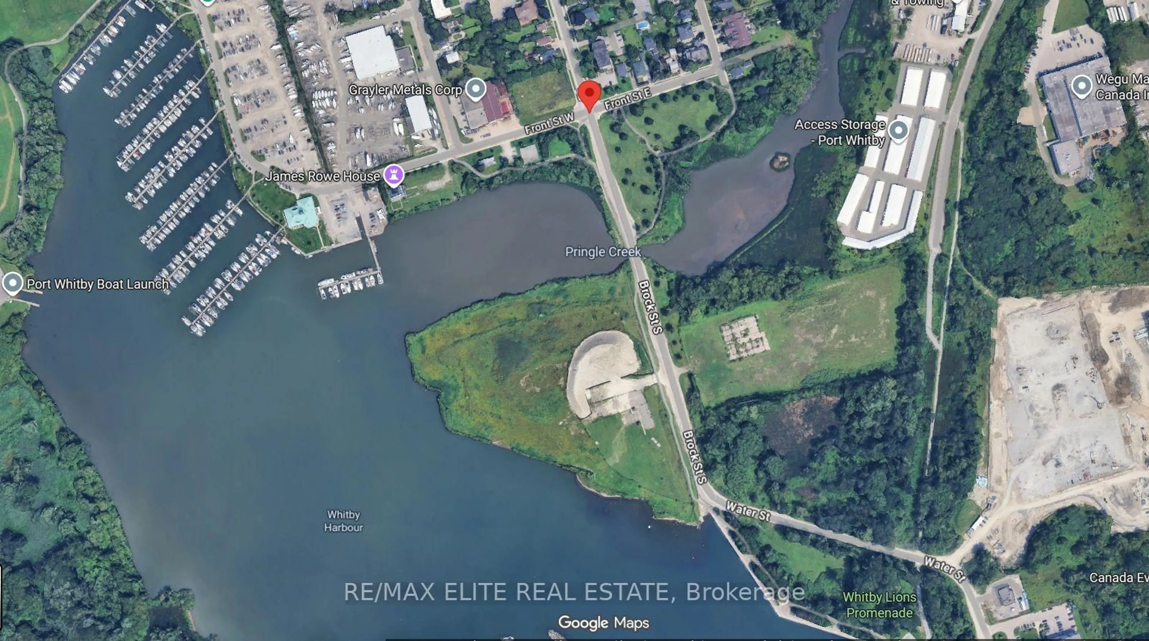 A pic from outside/outdoor area/front of a property/back of a property/a pic from drone, water/lake/river/ocean view for 110 Front St, Whitby Ontario L1N 1A1