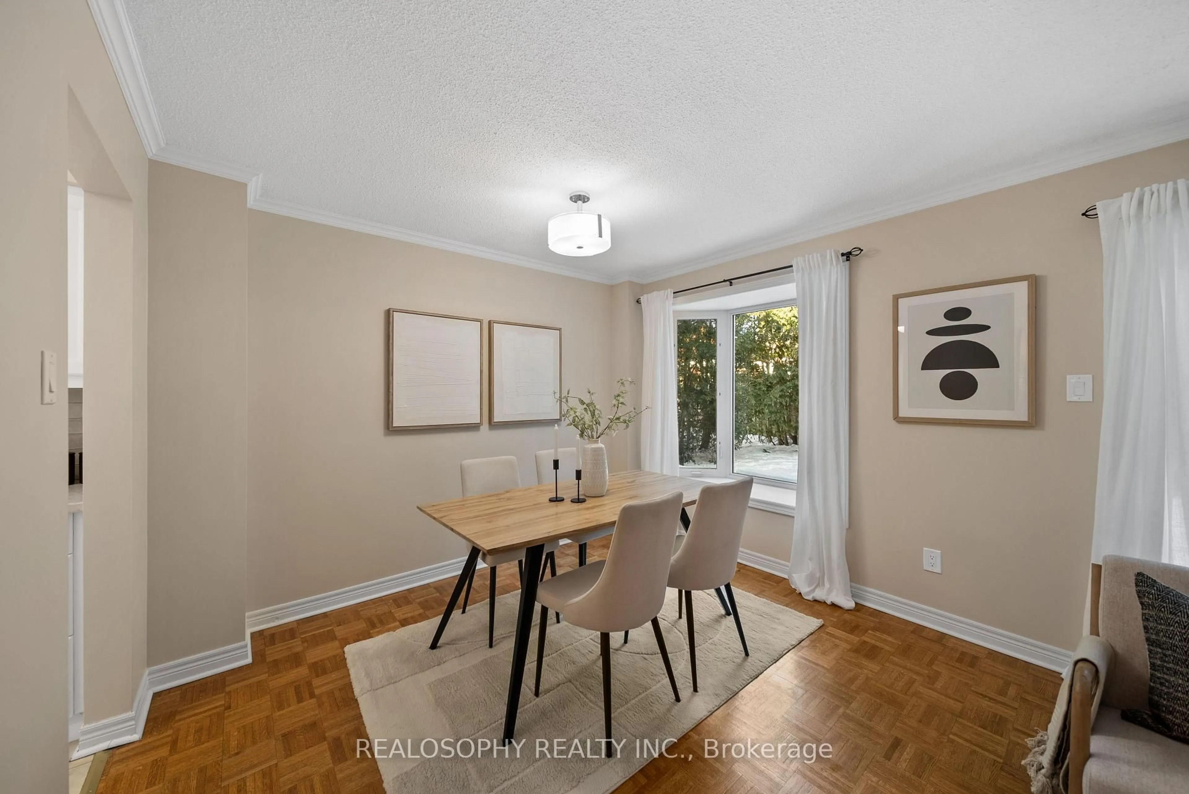 Dining room, wood/laminate floor for 151 Maberley Cres, Toronto Ontario M1C 3Y1