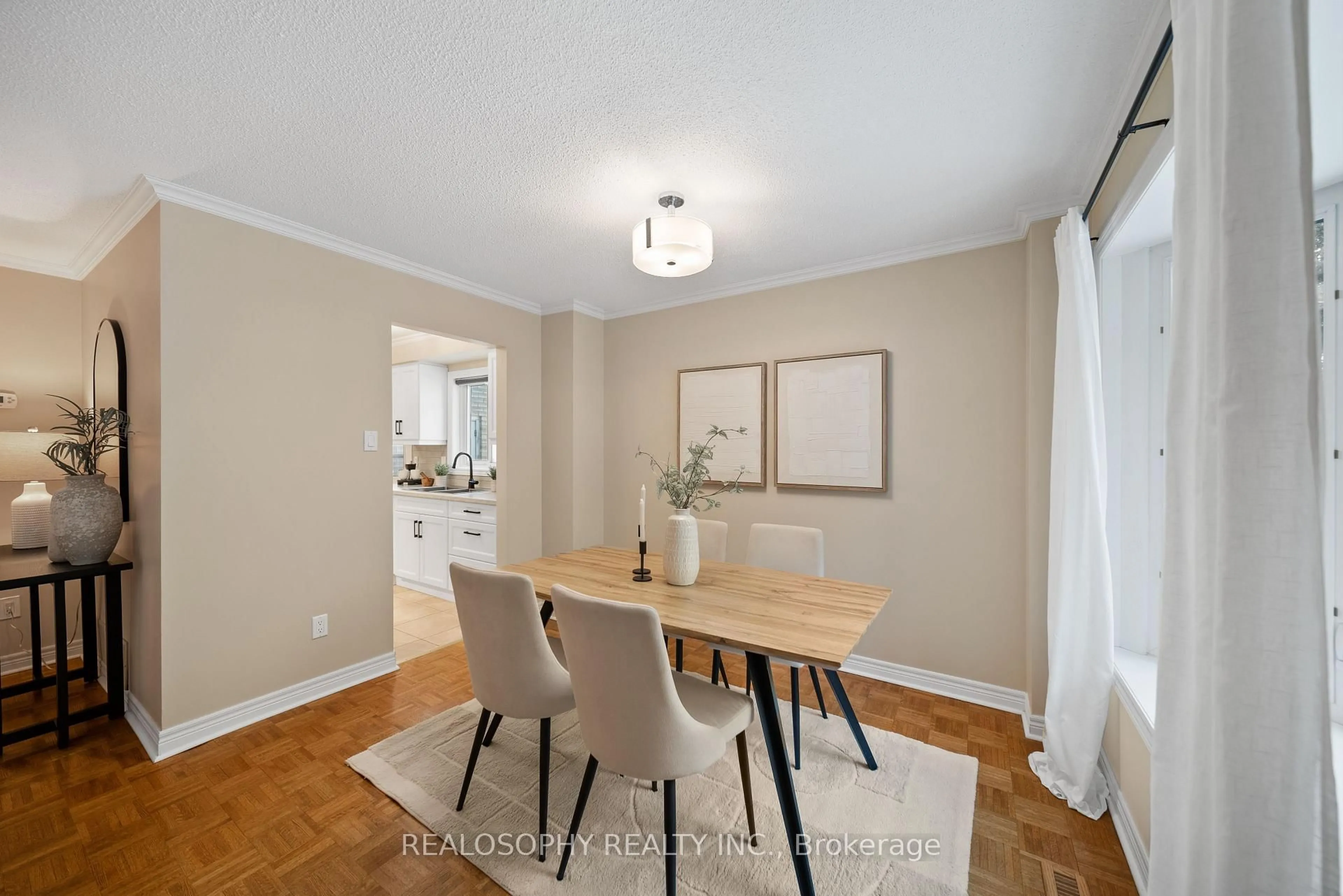 Dining room, wood/laminate floor for 151 Maberley Cres, Toronto Ontario M1C 3Y1