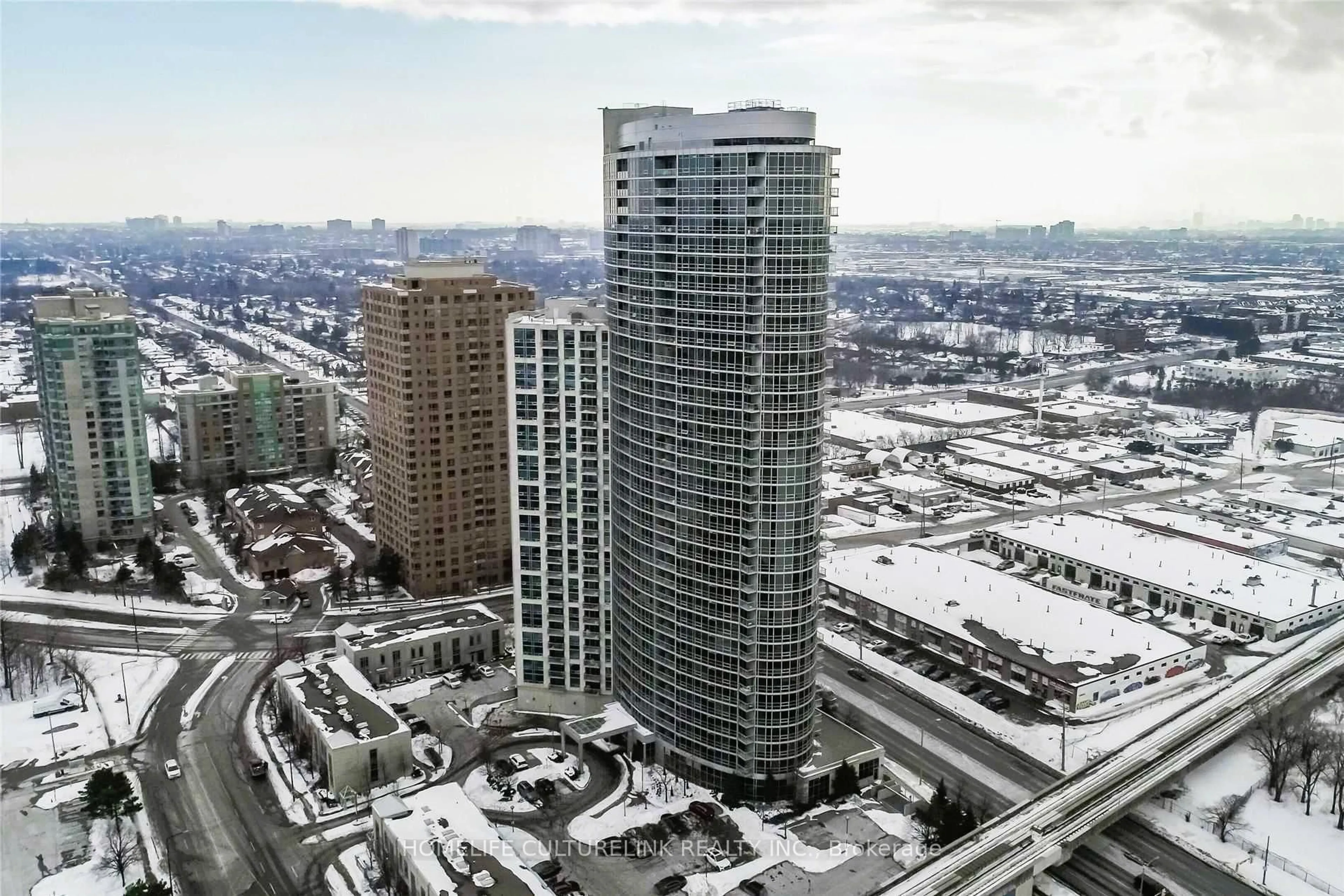 A pic from outside/outdoor area/front of a property/back of a property/a pic from drone, city buildings view from balcony for 83 Borough Dr #2311, Toronto Ontario M1P 5E4