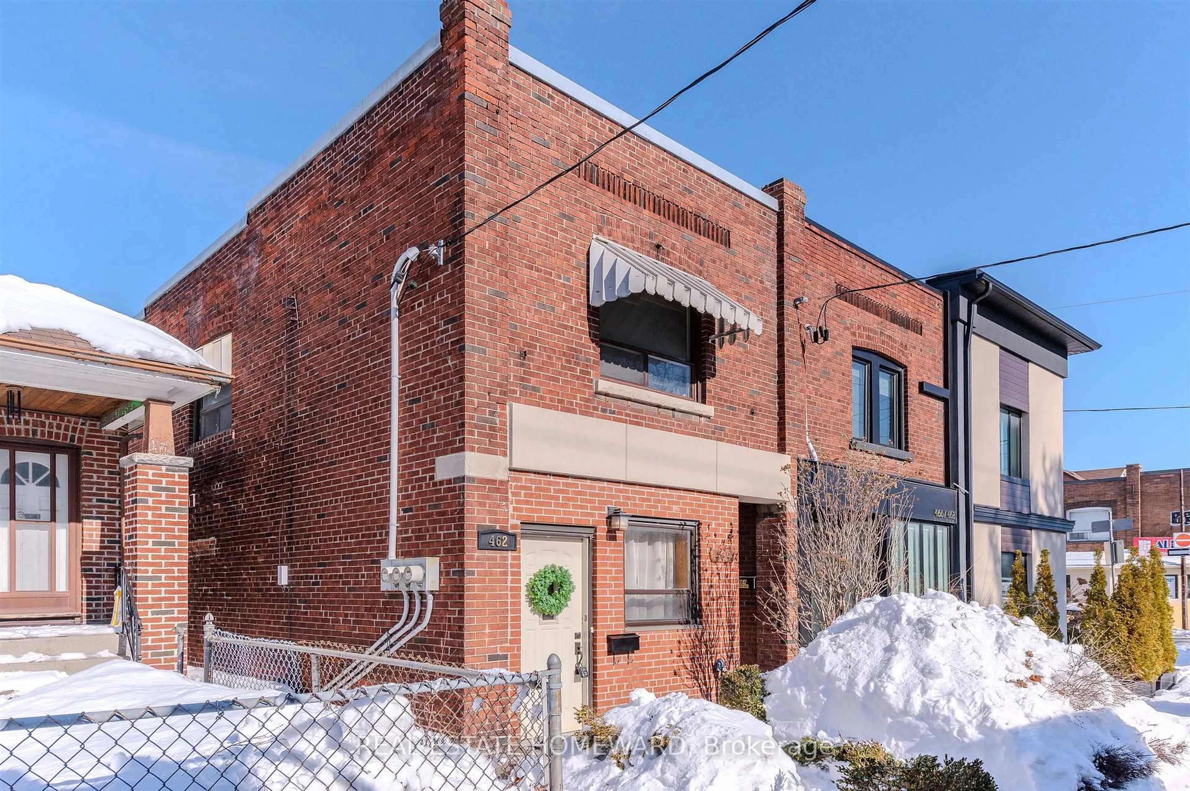Home with brick exterior material, street for 462 & 464 Sammon Ave, Toronto Ontario M4J 2B2
