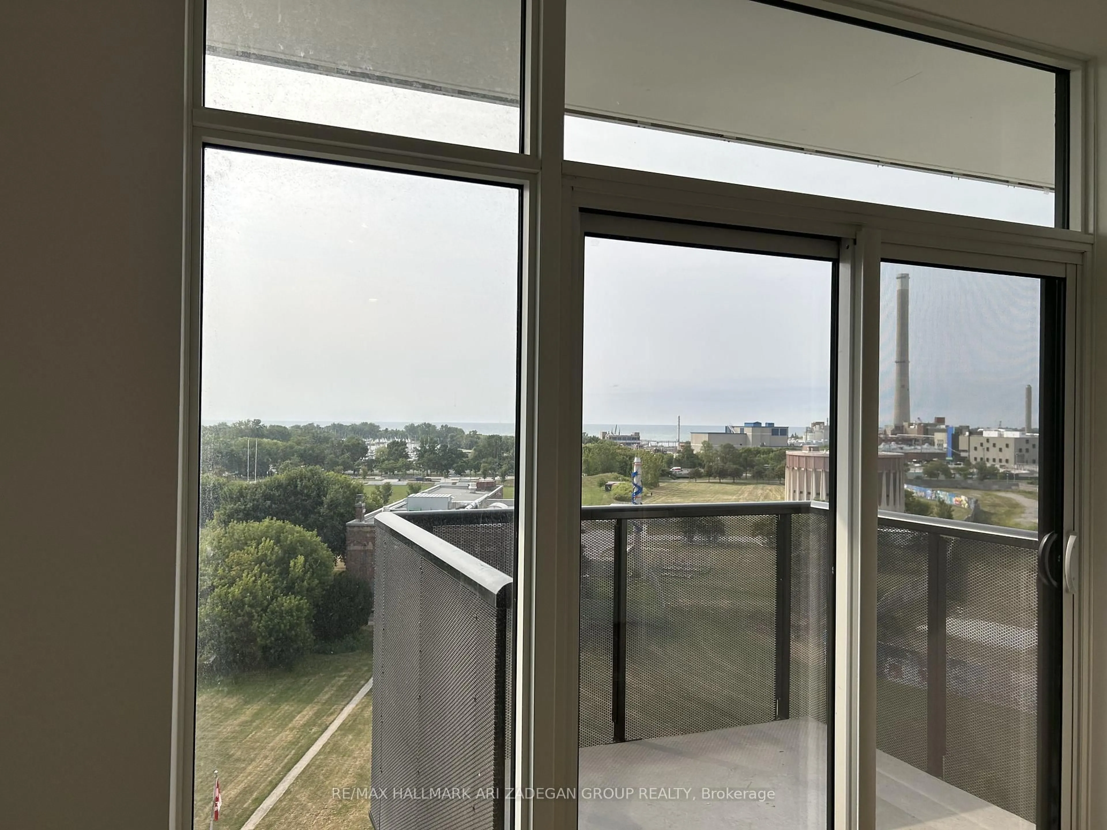 Balcony in the apartment, city buildings view from balcony for 1050 Eastern Ave #806, Toronto Ontario M4L 0B7