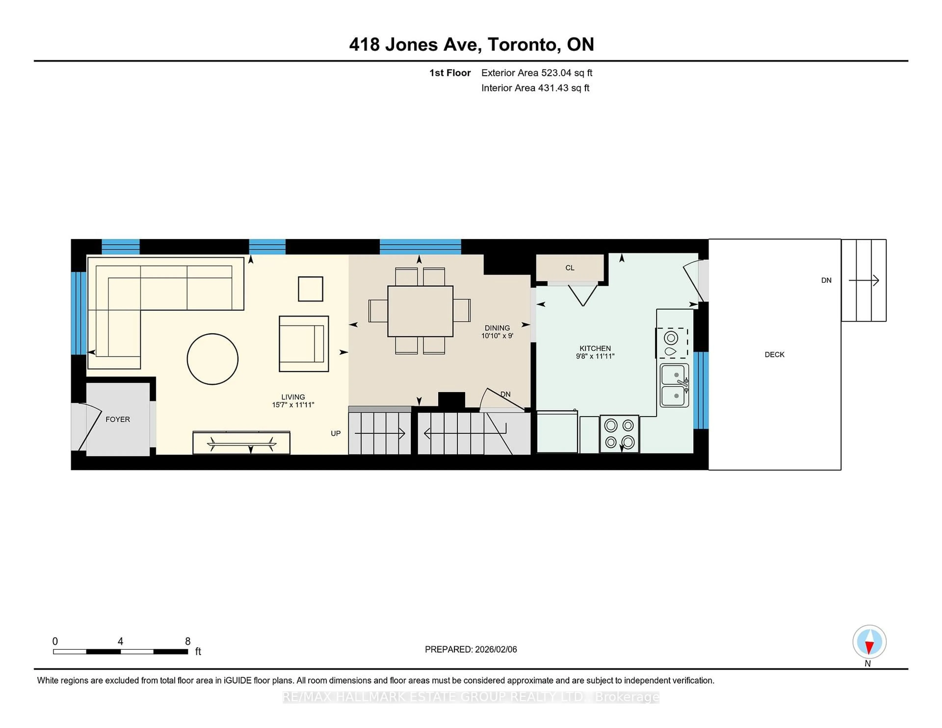 Floor plan for 418 Jones Ave, Toronto Ontario M4J 3G3