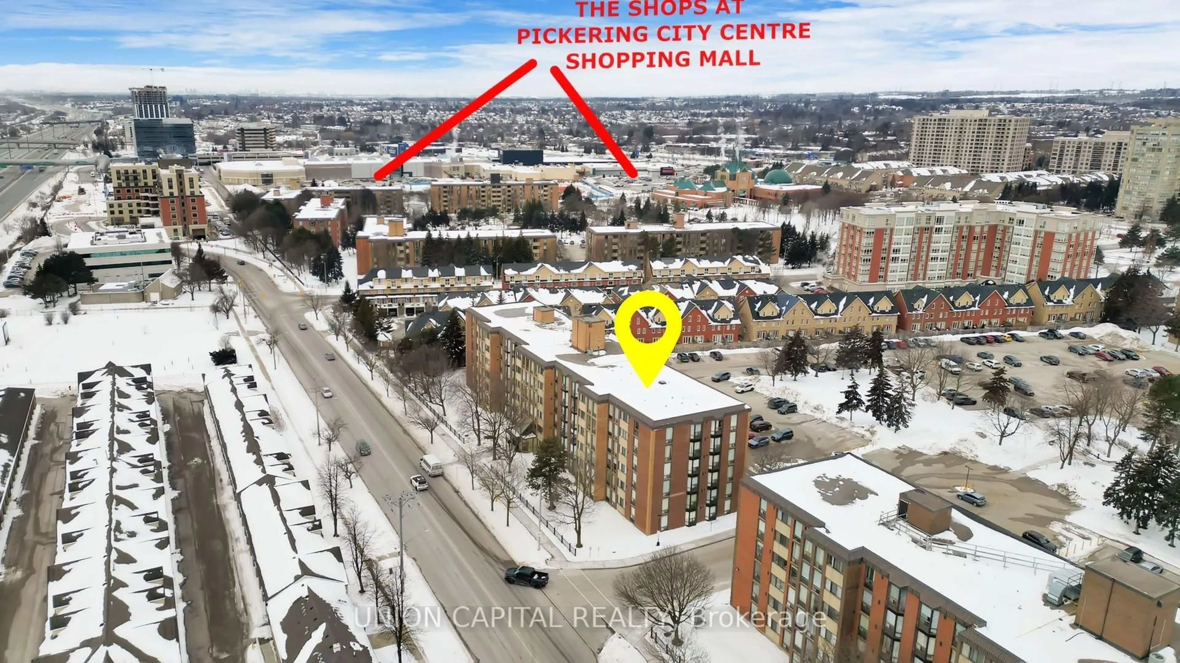 A pic from outside/outdoor area/front of a property/back of a property/a pic from drone, city buildings view from balcony for 1530 Pickering Pkwy #101, Pickering Ontario L1V 3V8