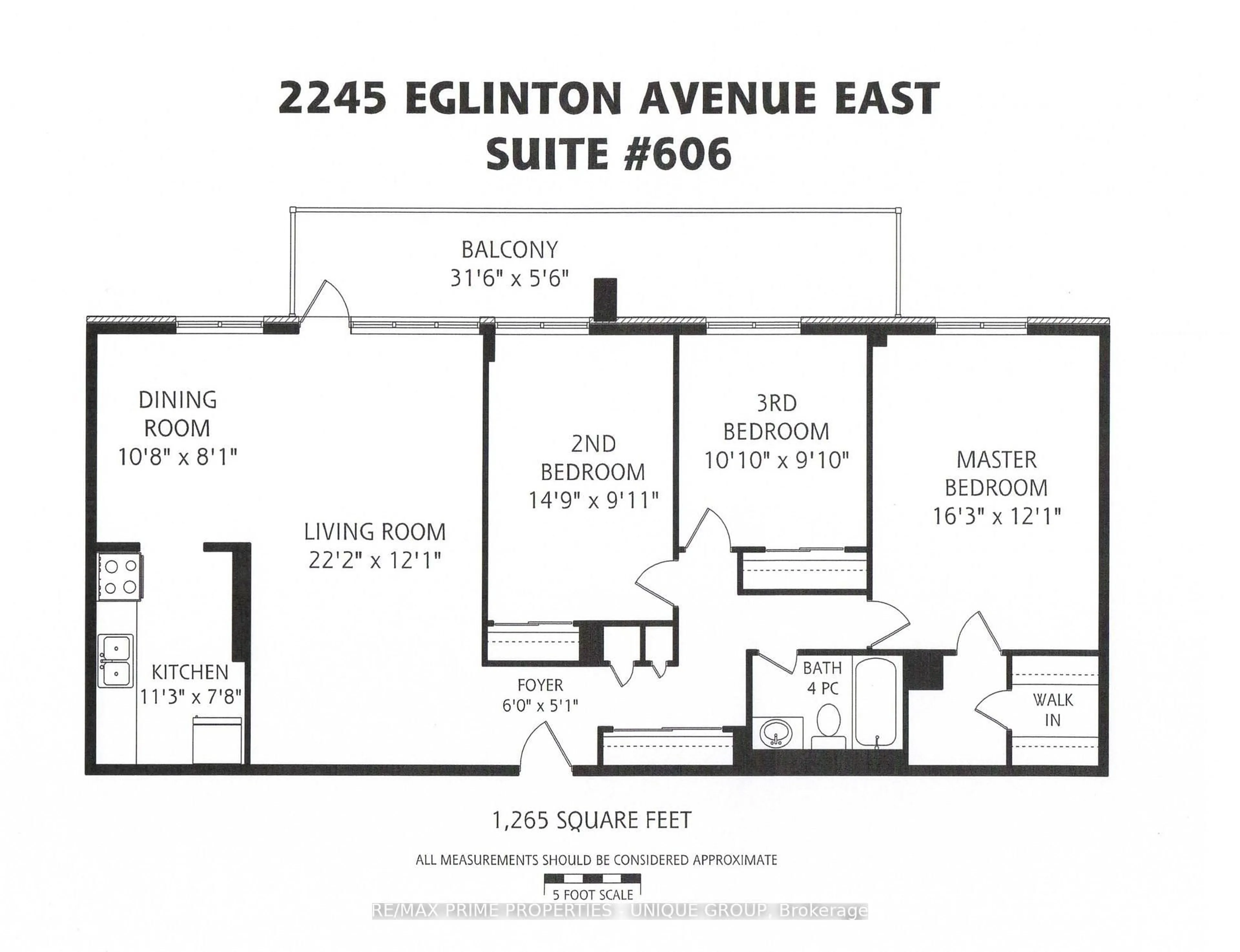 Floor plan for 2245 Eglinton Ave #606, Toronto Ontario M1K 2N3