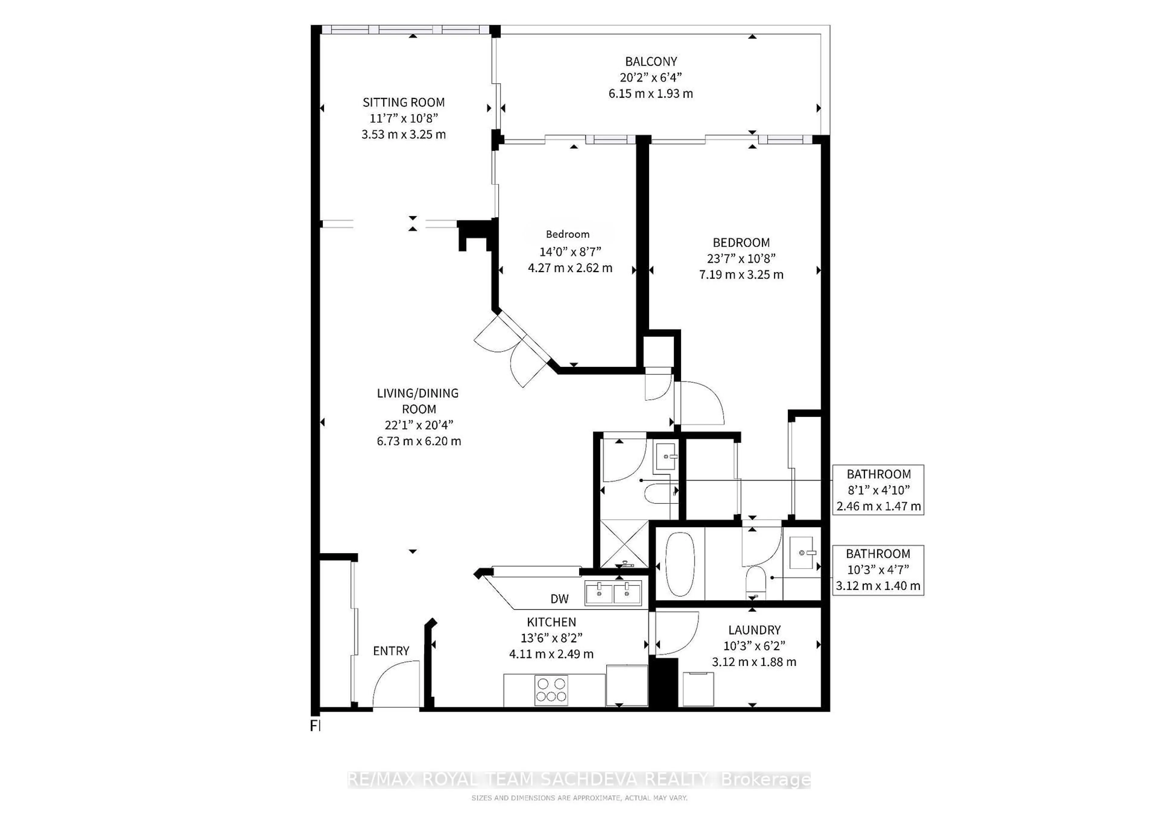 Floor plan for 1890 Valley Farm Rd #211, Pickering Ontario L1V 6B4