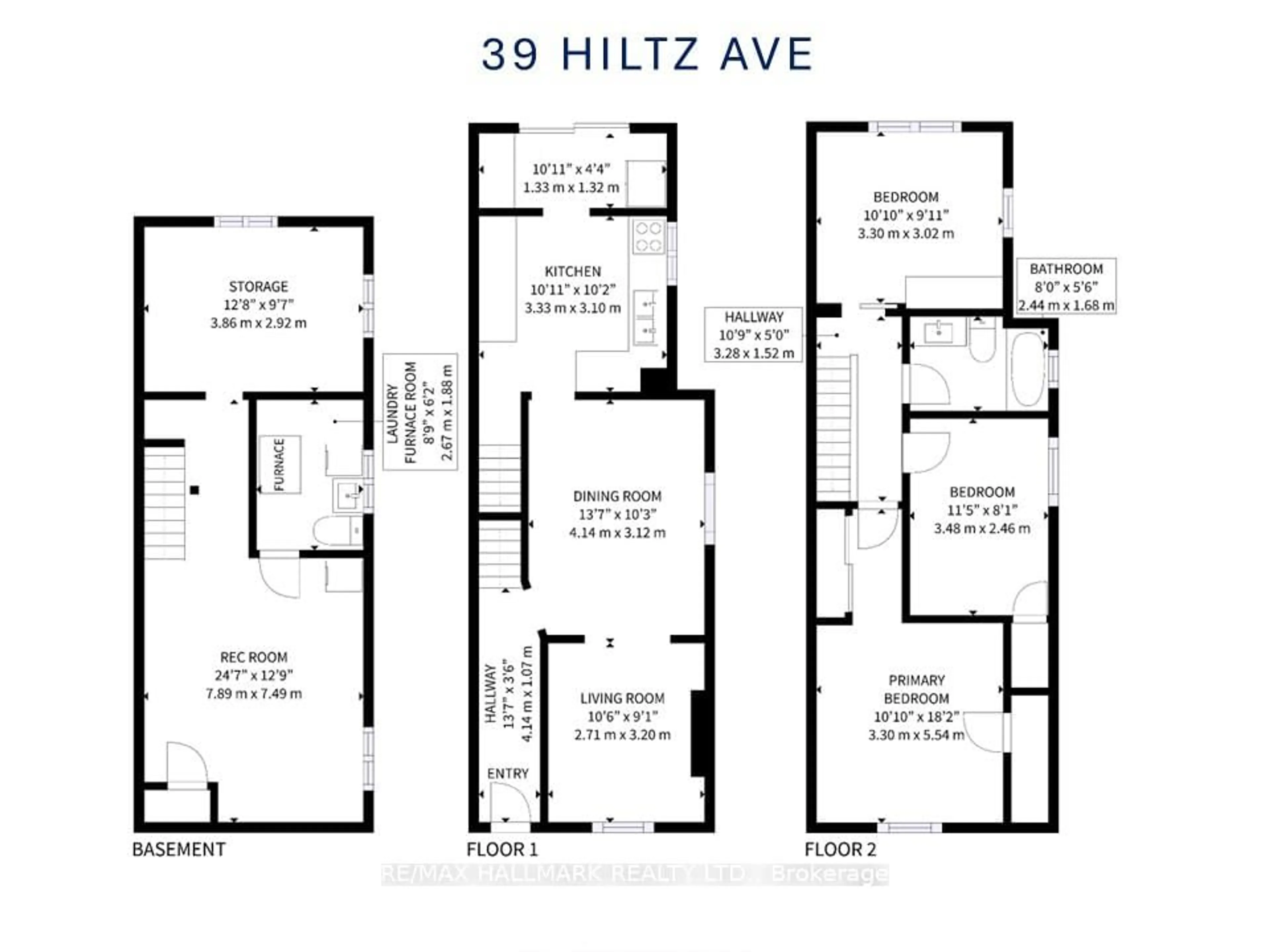 Floor plan for 39 Hiltz Ave, Toronto Ontario M4L 2N6