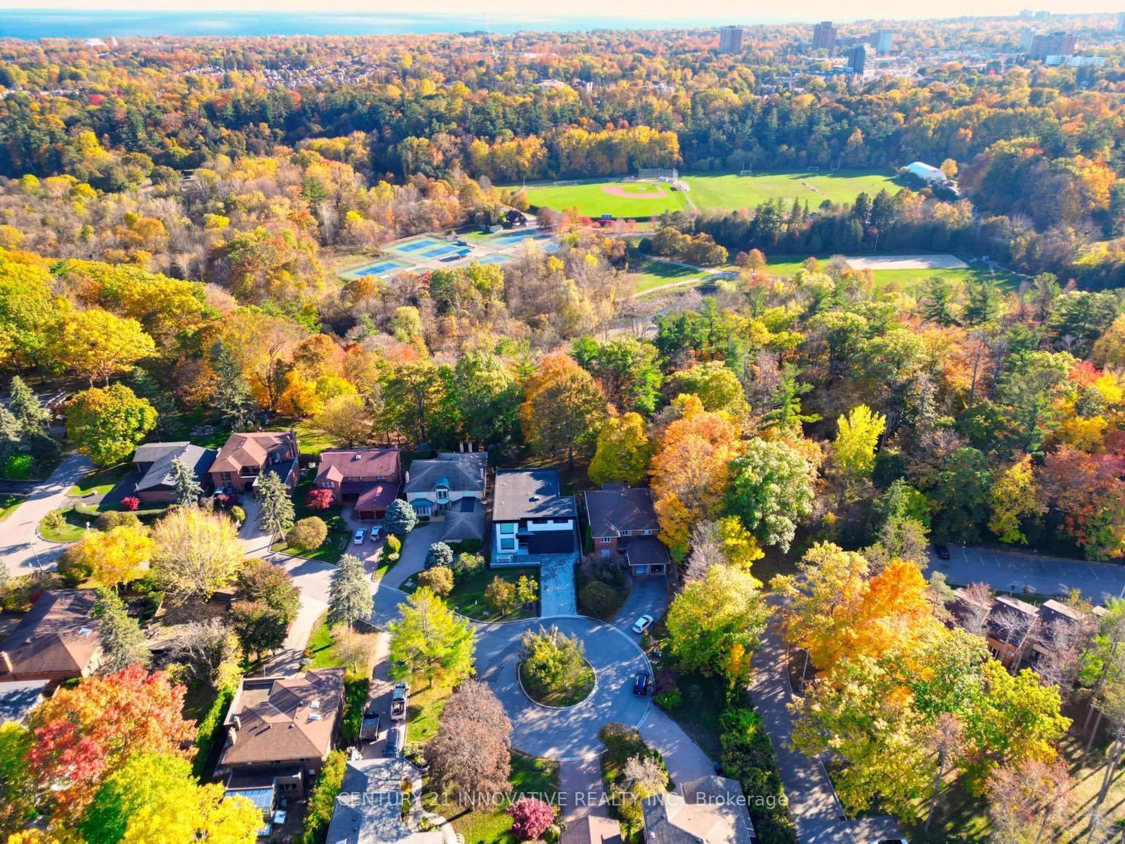 A pic from outside/outdoor area/front of a property/back of a property/a pic from drone, forest/trees view for 10 Haida Crt, Toronto Ontario M1C 3L1