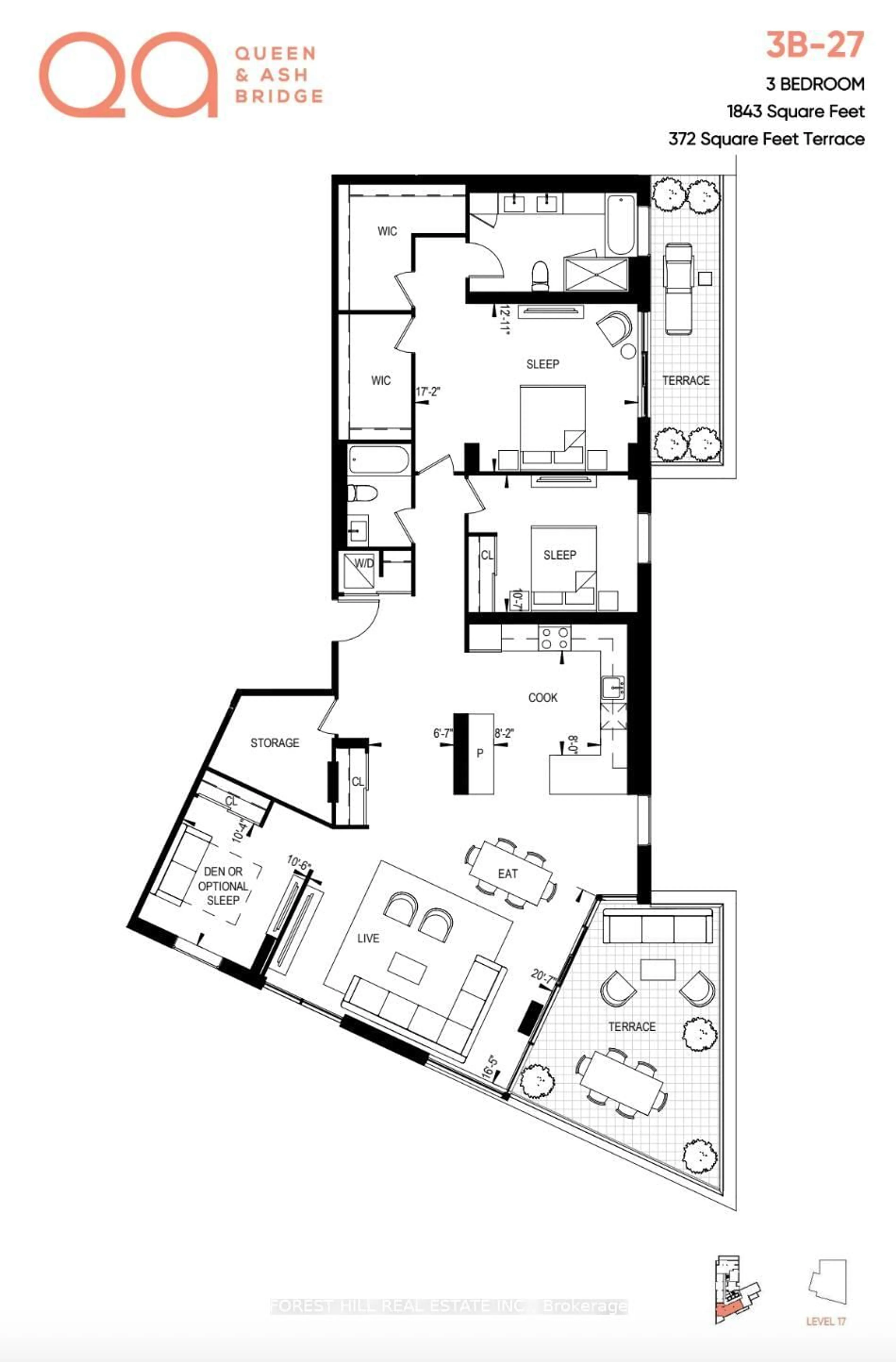 Floor plan for 1050 Eastern Ave #1702, Toronto Ontario M4L 0B7