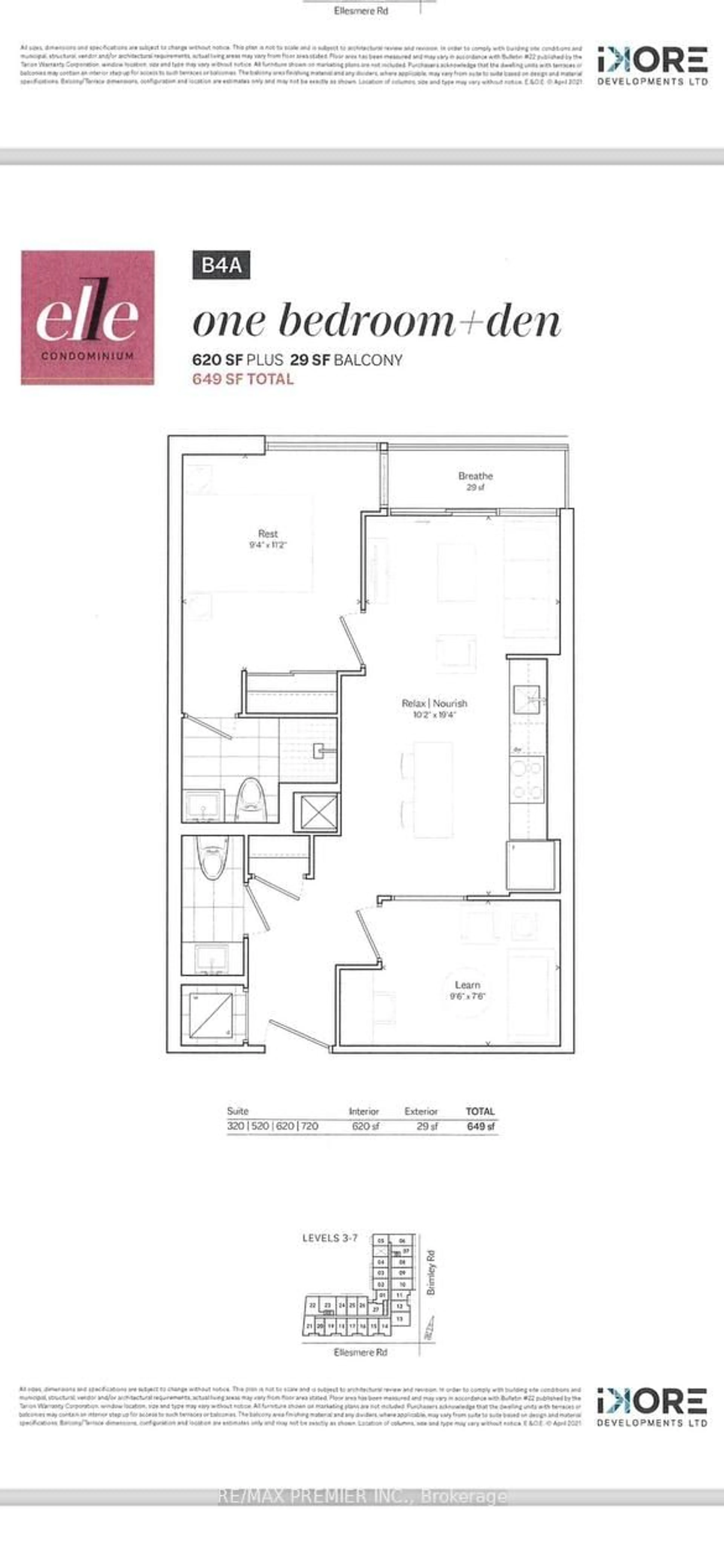 Floor plan for 1350 Ellesmere Rd #520, Toronto Ontario M1P 0G6