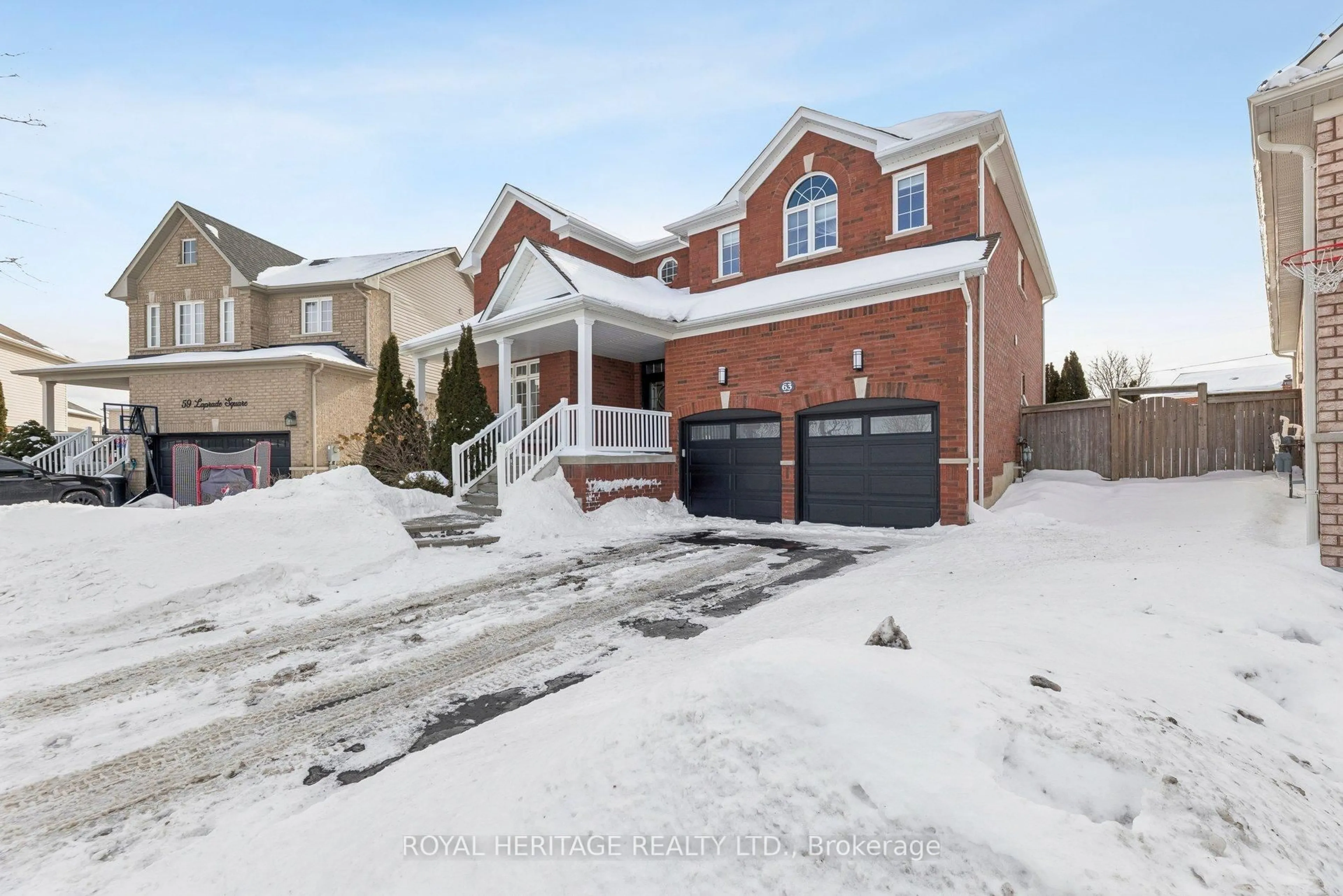 Home with brick exterior material, street for 63 Laprade Sq, Clarington Ontario L1C 0C9