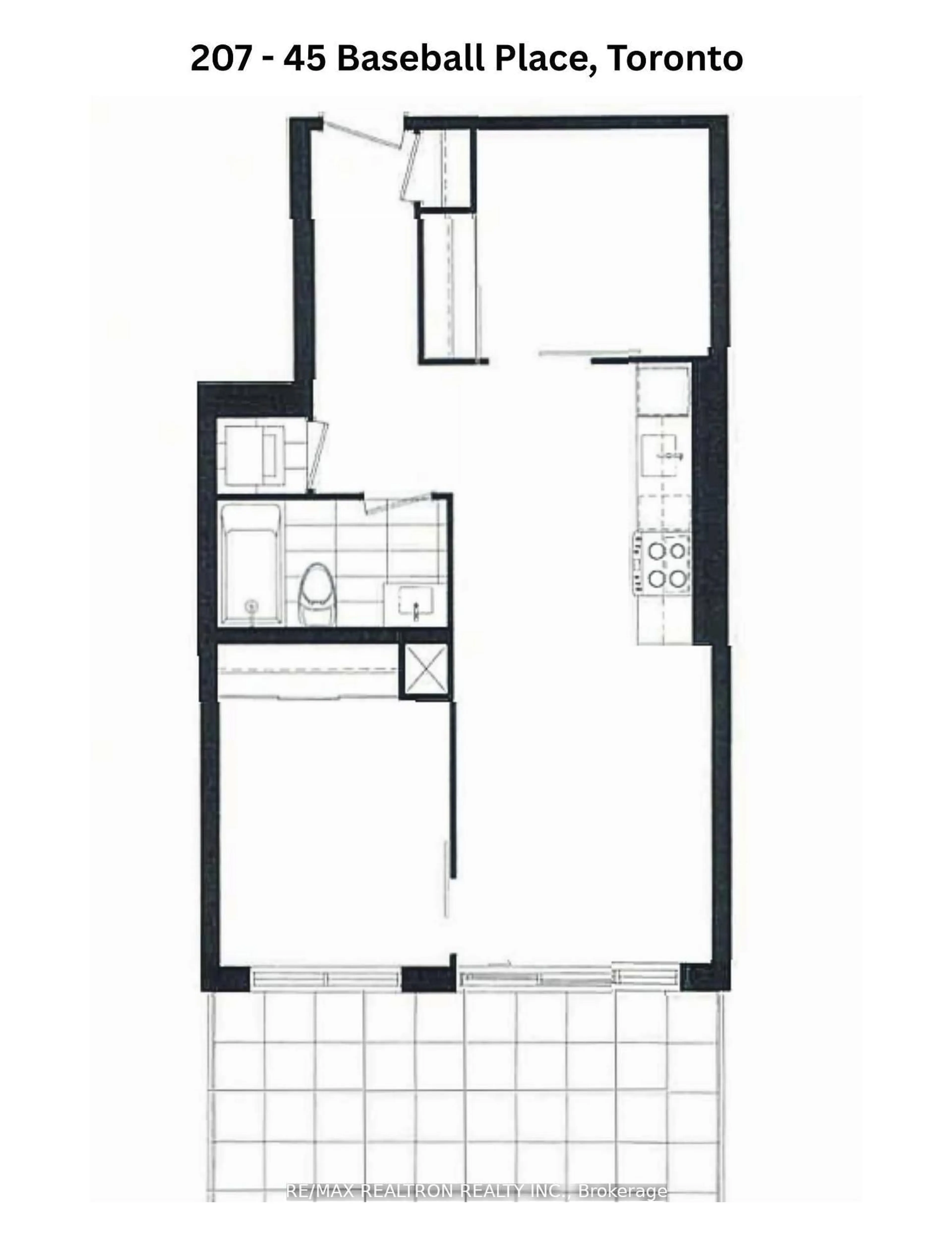 Floor plan for 45 Baseball Pl #207, Toronto Ontario M4M 0H1